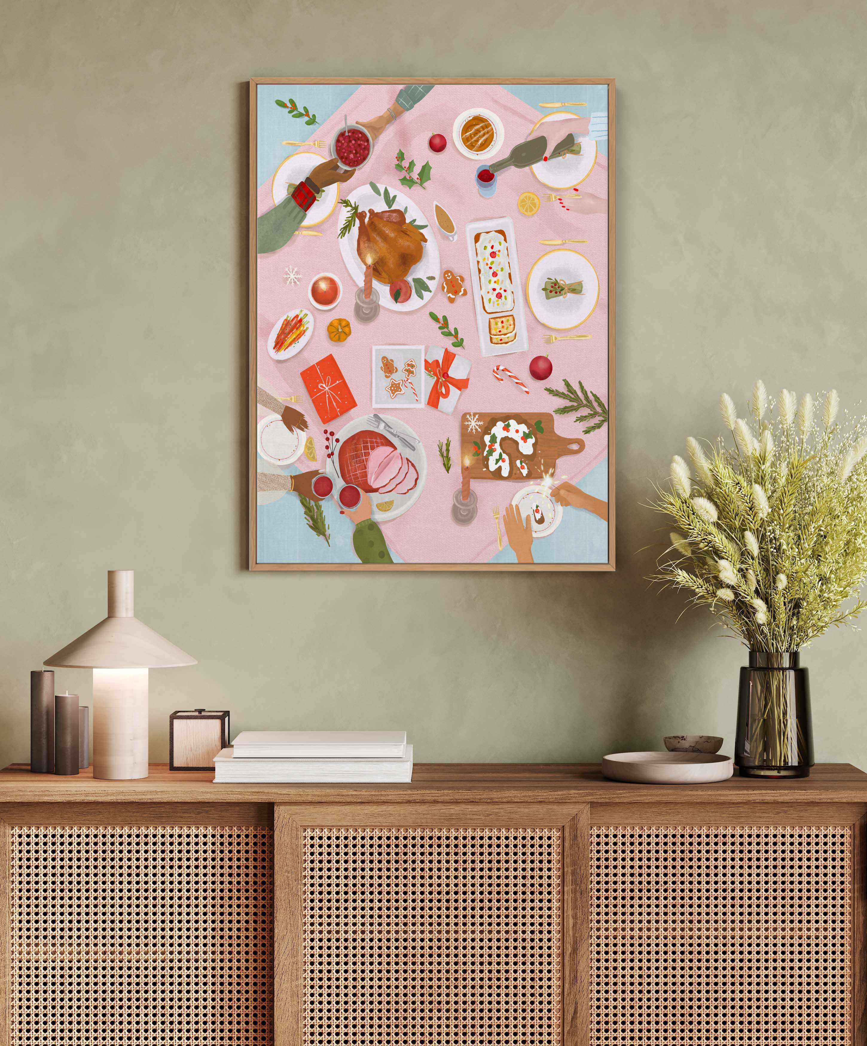 Xmas Brunch By Petra Lizde | Framed Canvas Art Print