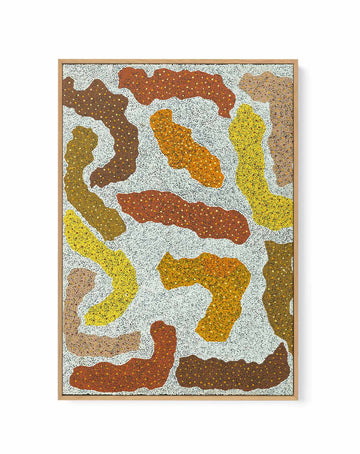 Yankirri Jukurrpa (Emu Dreaming) - Ngarlikirlangu by Sarah-Jane Nampijinpa Singleton | Framed Canvas Art Print from Olive et Oriel where you can shop wallpaper and artworks online