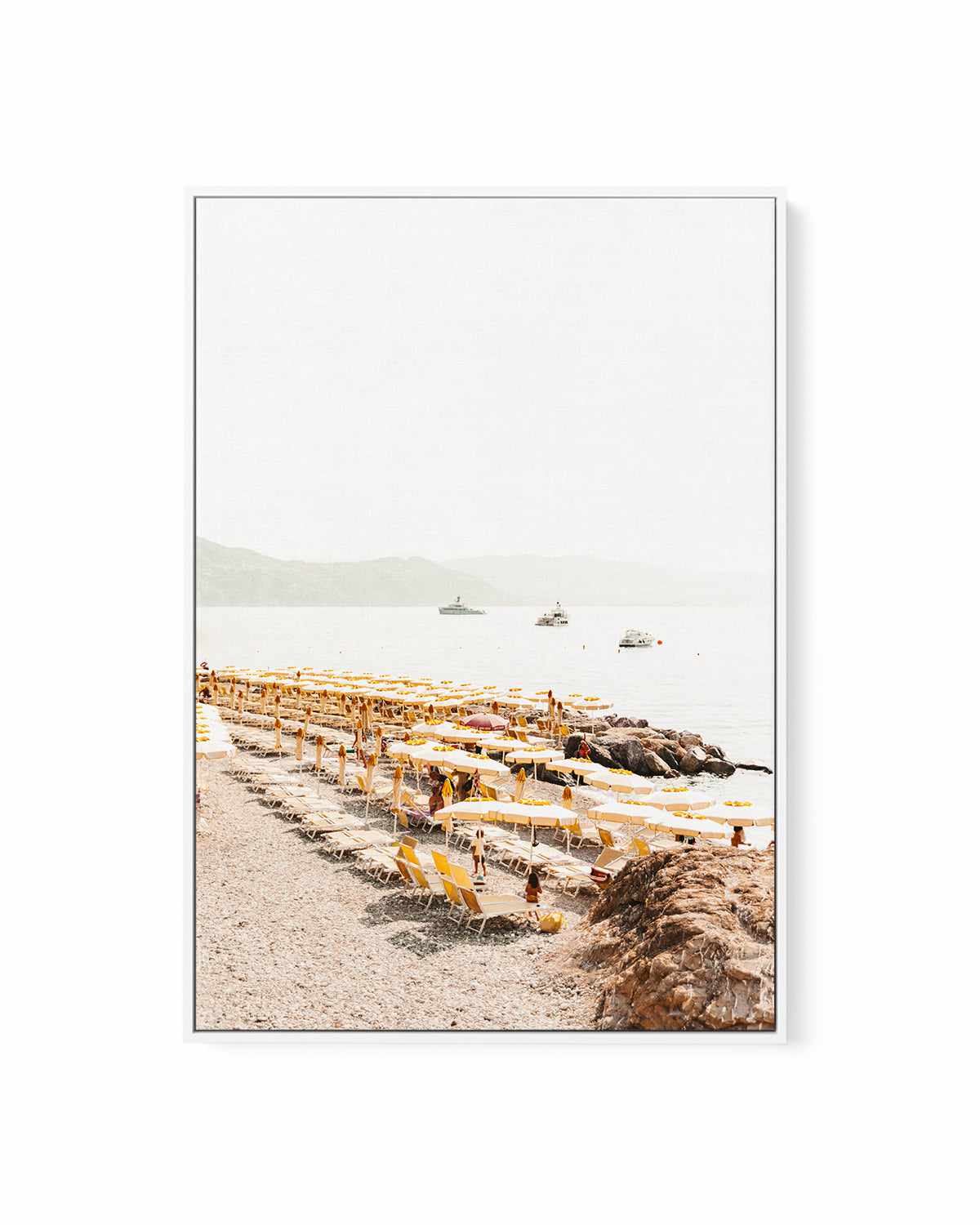 Yellow Umbrella Italian Riviera No 2 | Framed Canvas Art Print