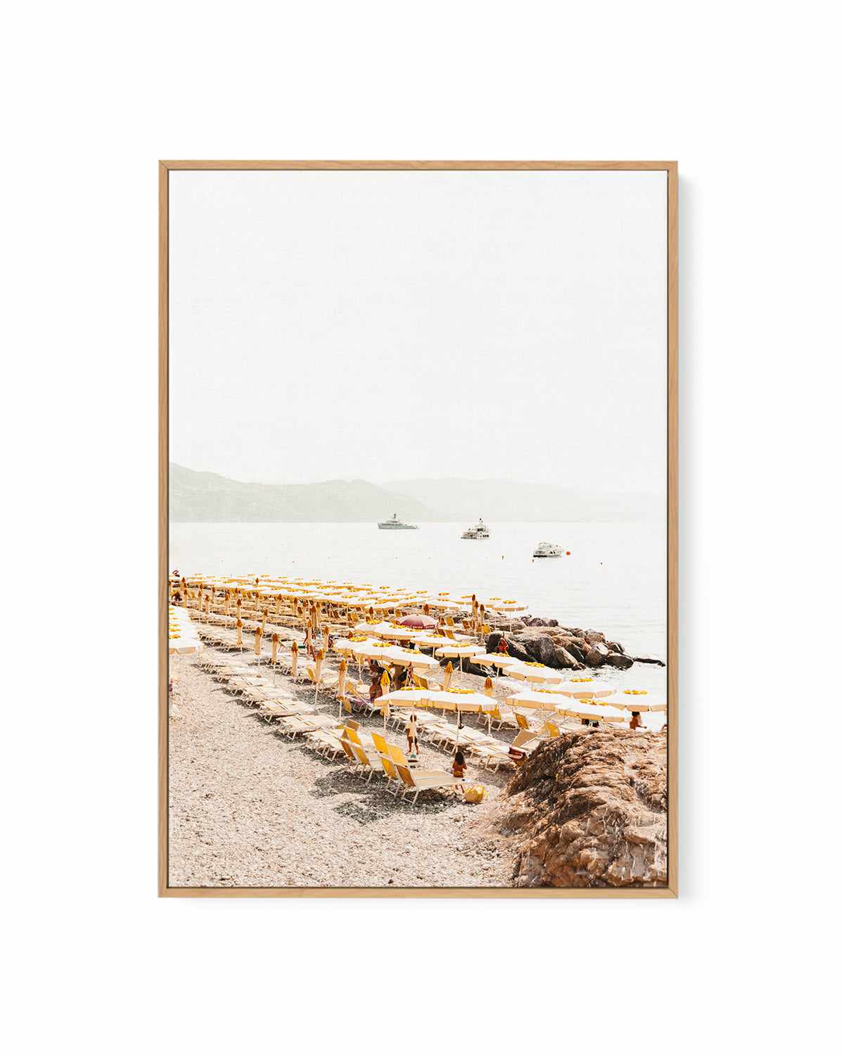 Yellow Umbrella Italian Riviera No 2 | Framed Canvas Art Print