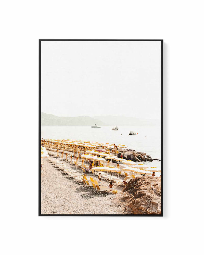 Yellow Umbrella Italian Riviera No 2 | Framed Canvas Art Print