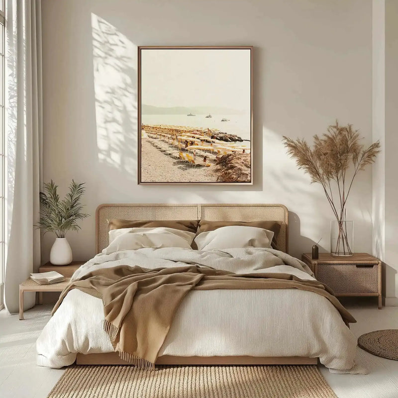 Yellow Umbrella Italian Riviera No 2 | Framed Canvas Art Print from Olive et Oriel where you can shop wallpaper and artworks online