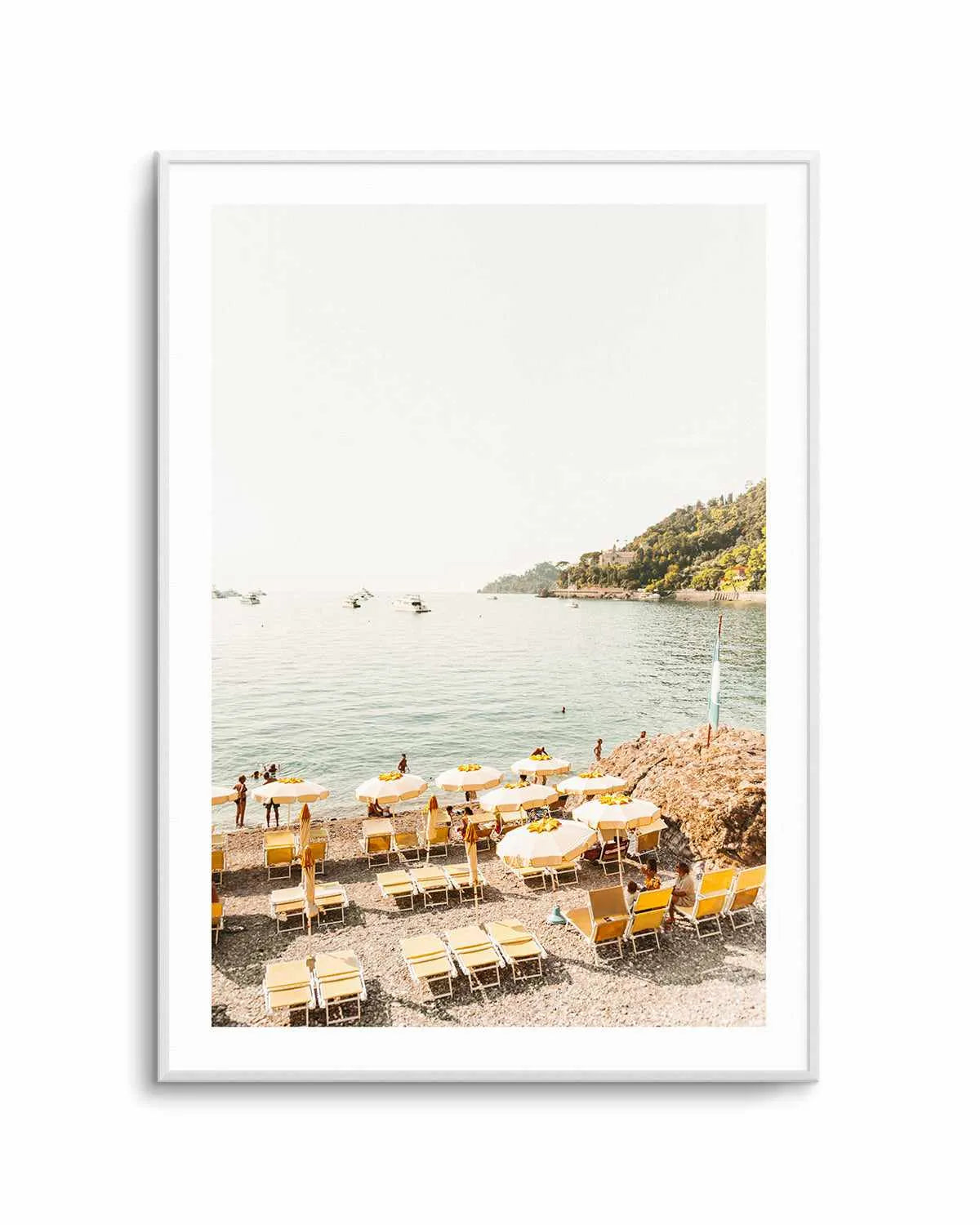 Yellow Umbrella Italian Riviera No I Art Print from Olive et Oriel where you can shop wallpaper and artworks online