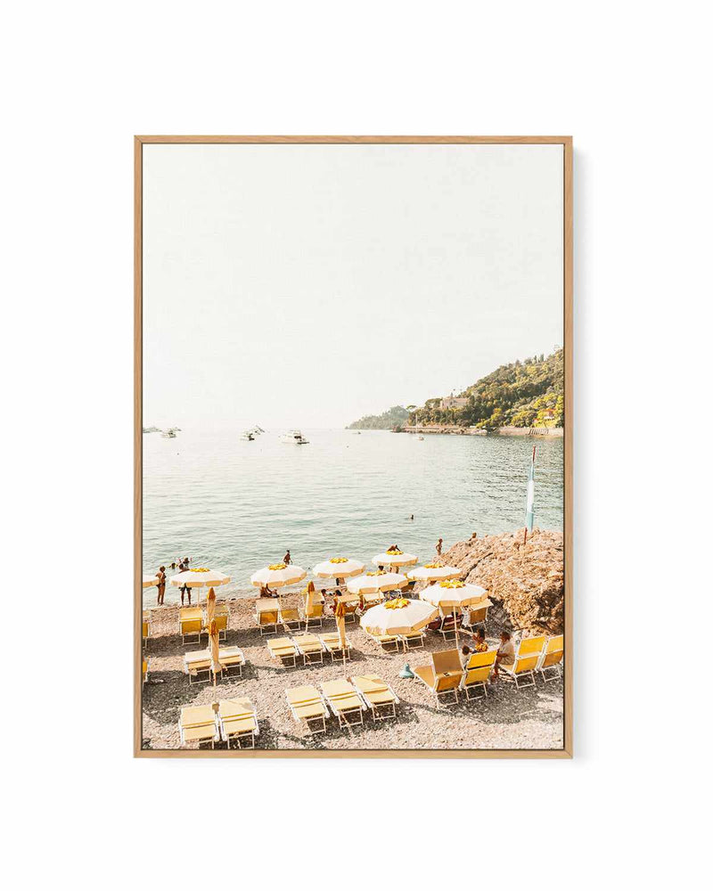 Yellow Umbrella Italian Riviera No I | Framed Canvas Art Print