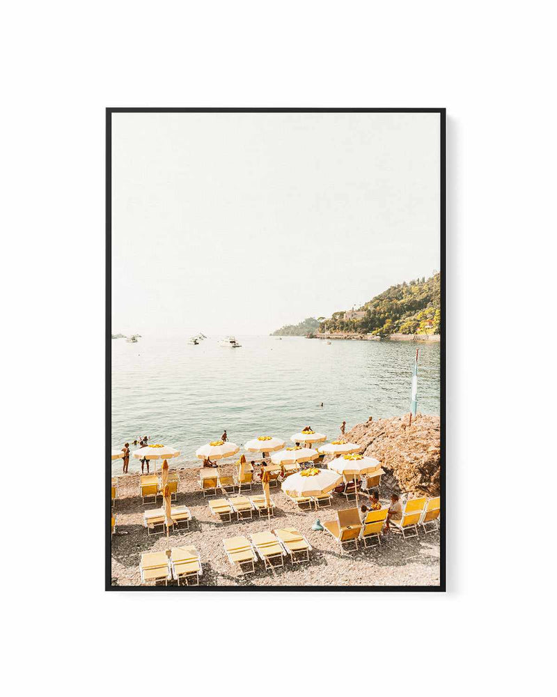 Yellow Umbrella Italian Riviera No I | Framed Canvas Art Print