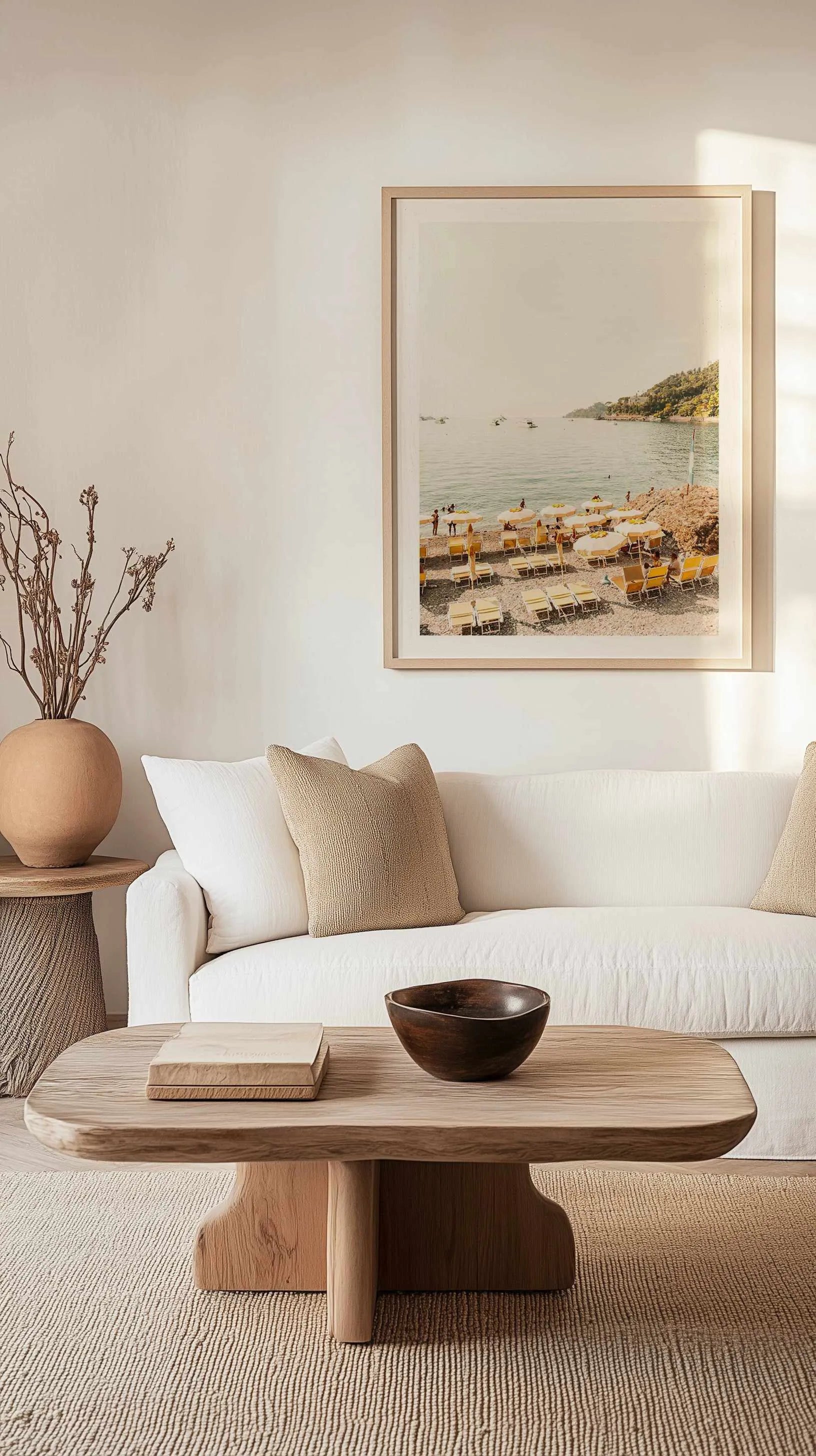 Yellow Umbrella Italian Riviera No I Art Print from Olive et Oriel where you can shop wallpaper and artworks online