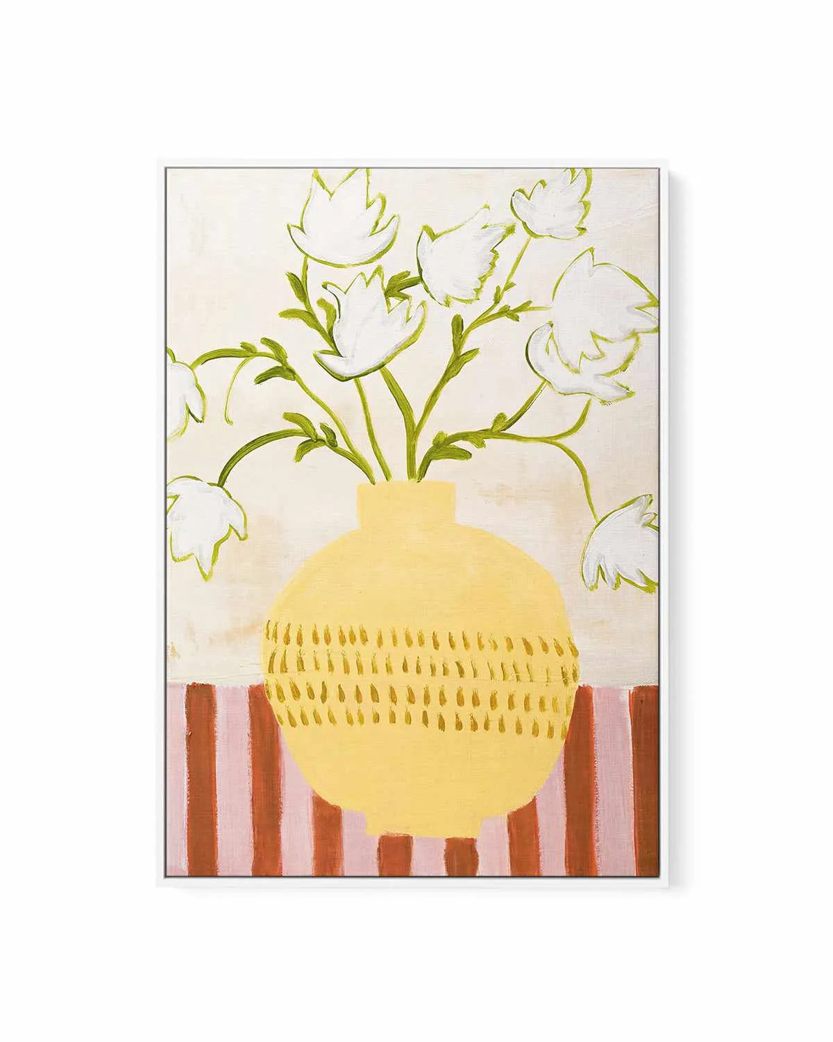 Yellow Vase by Design Fabrikken | Framed Canvas Art Print from Olive et Oriel where you can shop wallpaper and artworks online
