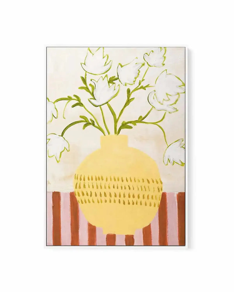 Yellow Vase by Design Fabrikken | Framed Canvas Art Print from Olive et Oriel where you can shop wallpaper and artworks online