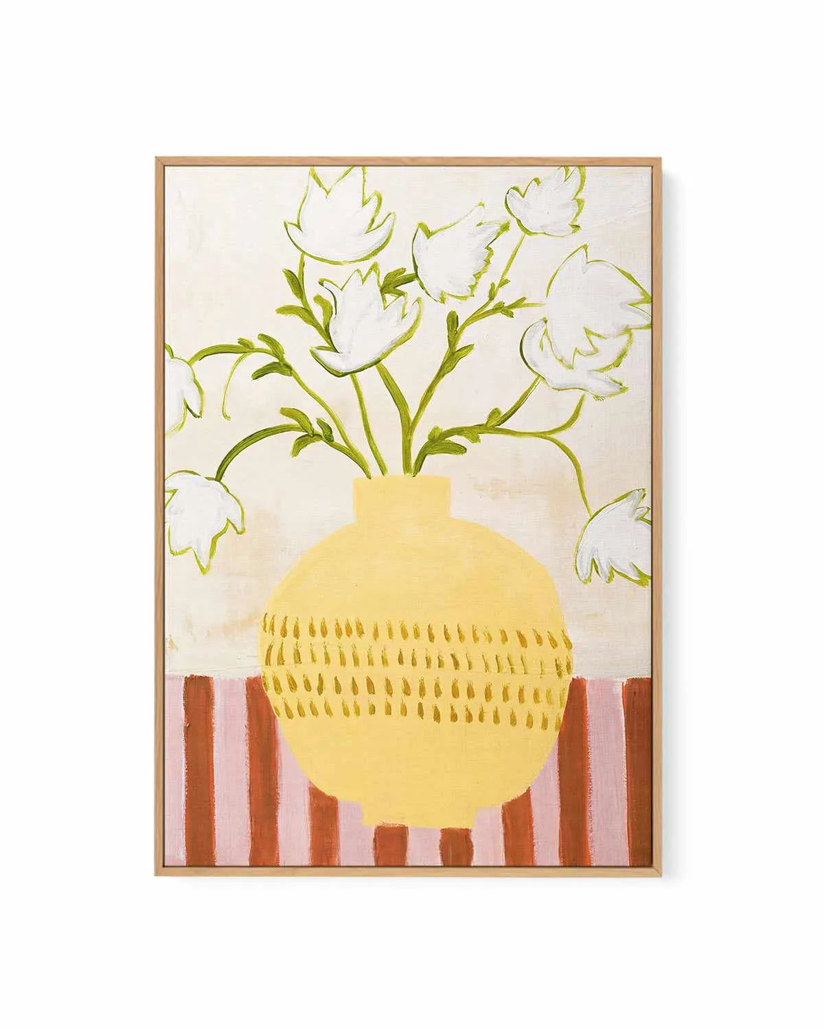 Yellow Vase by Design Fabrikken | Framed Canvas Art Print from Olive et Oriel where you can shop wallpaper and artworks online