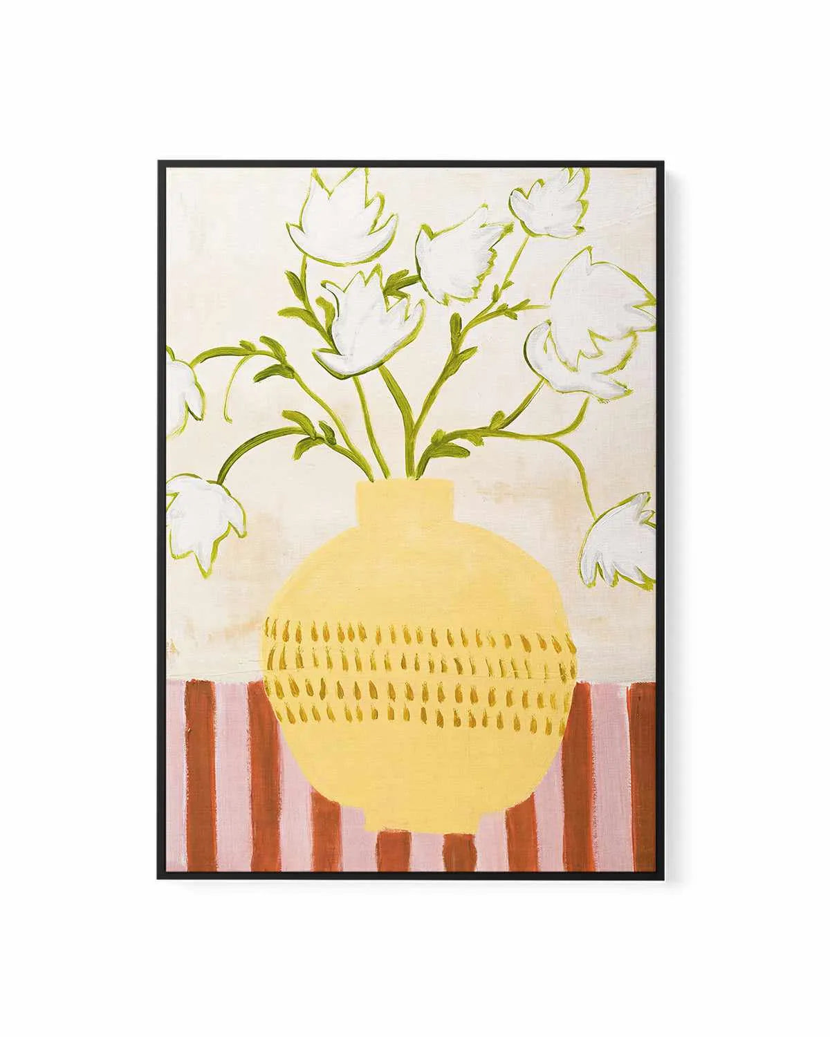 Yellow Vase by Design Fabrikken | Framed Canvas Art Print from Olive et Oriel where you can shop wallpaper and artworks online