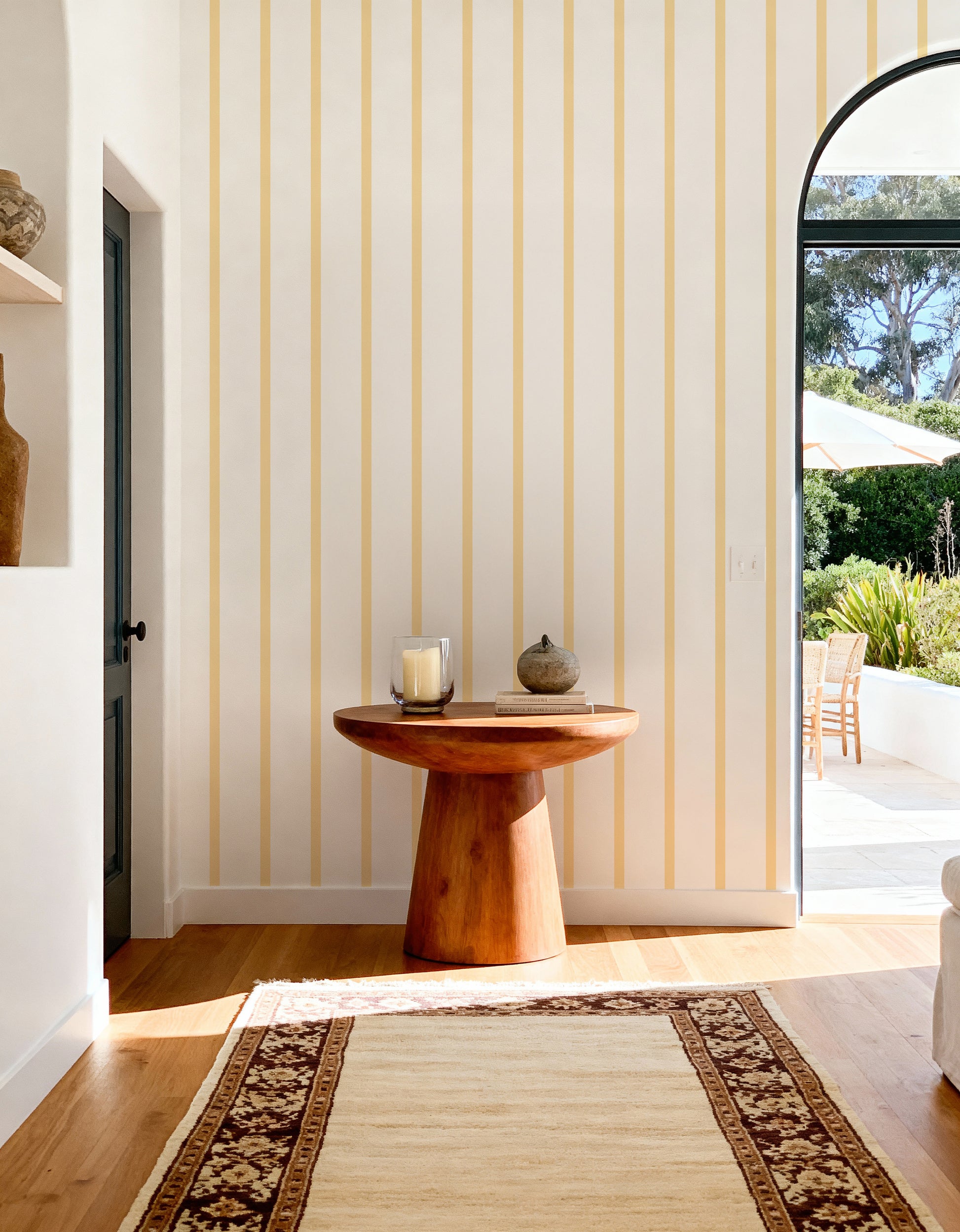 Stripe Wallpaper In Lemon from Olive et Oriel where you can shop wallpaper and artworks online