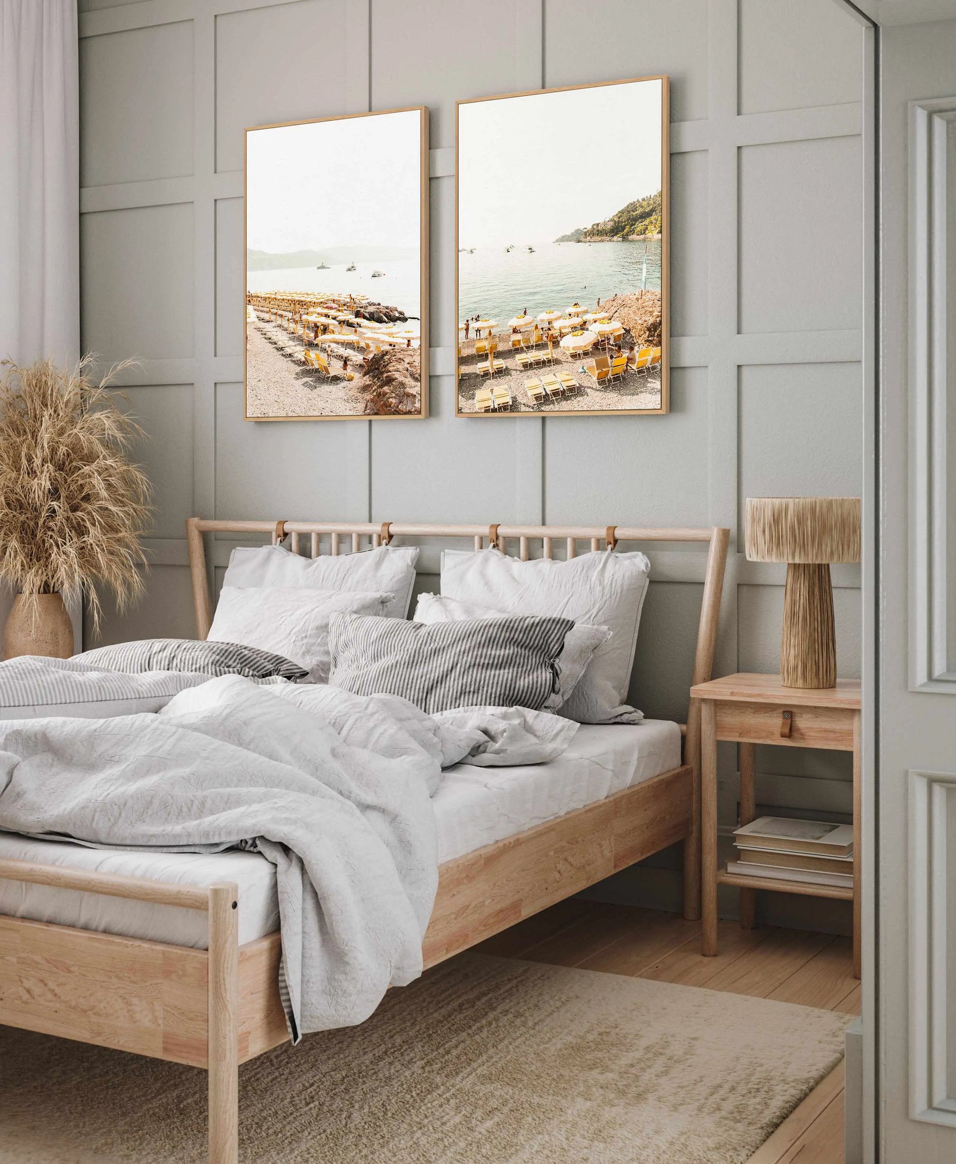 Yellow Umbrella Italian Riviera No 2 | Framed Canvas Art Print from Olive et Oriel where you can shop wallpaper and artworks online