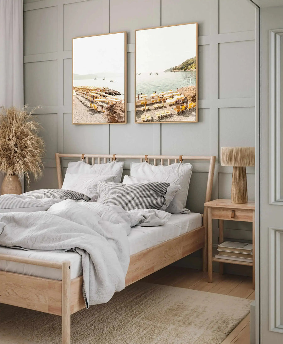 Yellow Umbrella Italian Riviera No 2 | Framed Canvas Art Print from Olive et Oriel where you can shop wallpaper and artworks online