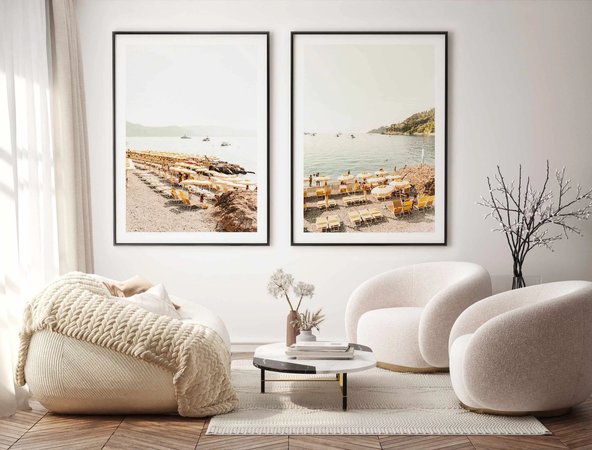 Yellow Umbrella Italian Riviera No I Art Print from Olive et Oriel where you can shop wallpaper and artworks online