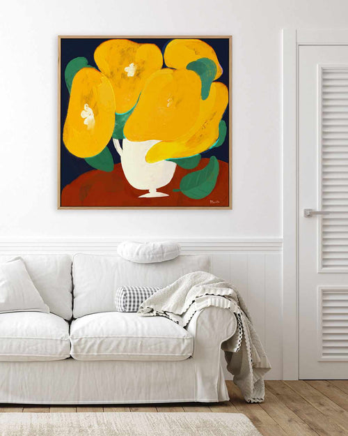 Yellow Flowers by Marco Marella | Framed Canvas Art Print
