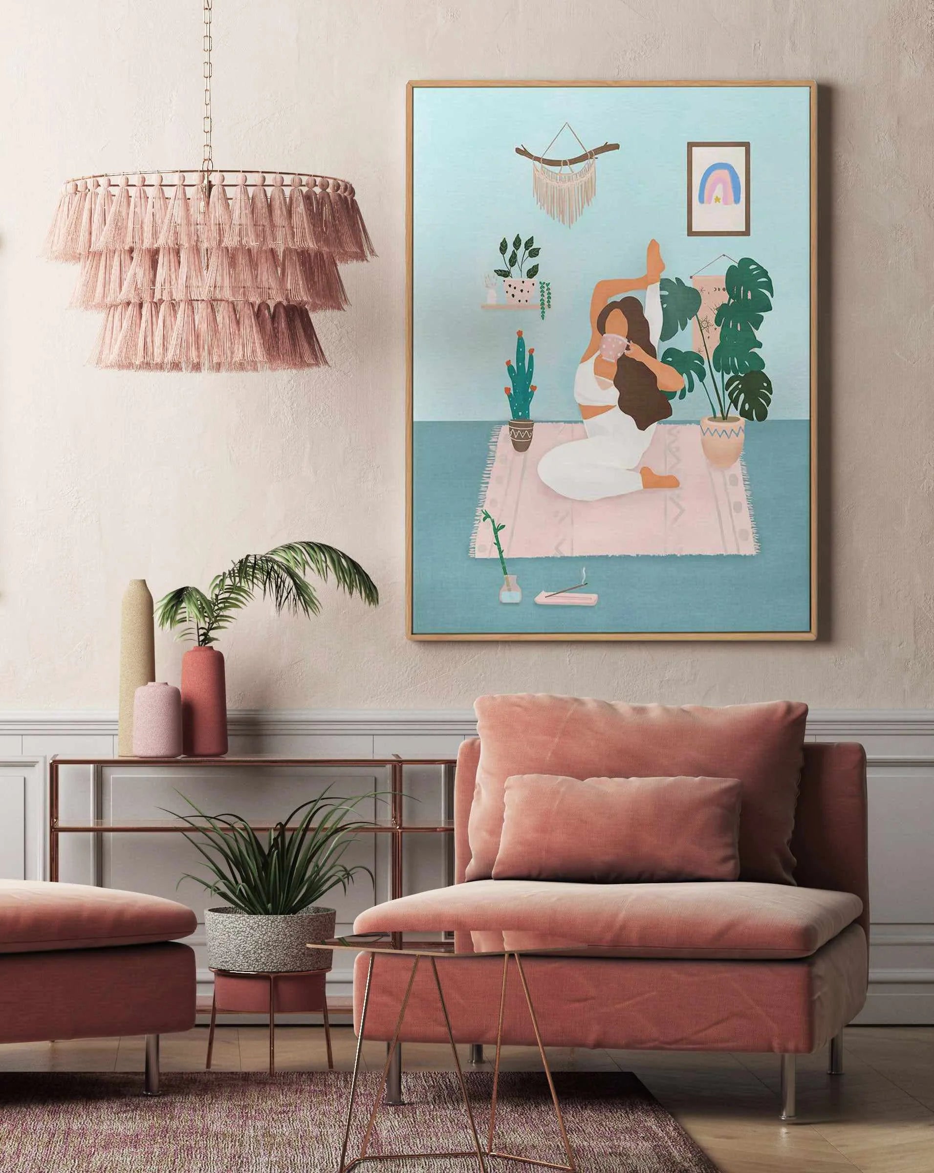 Yoga Girl by Petra Lizde | Framed Canvas Art Print from Olive et Oriel where you can shop wallpaper and artworks online