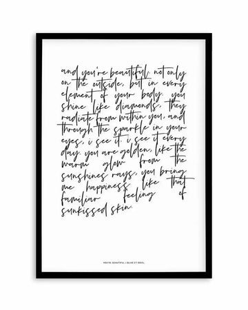 You're Beautiful Poem Art Print art print, framed