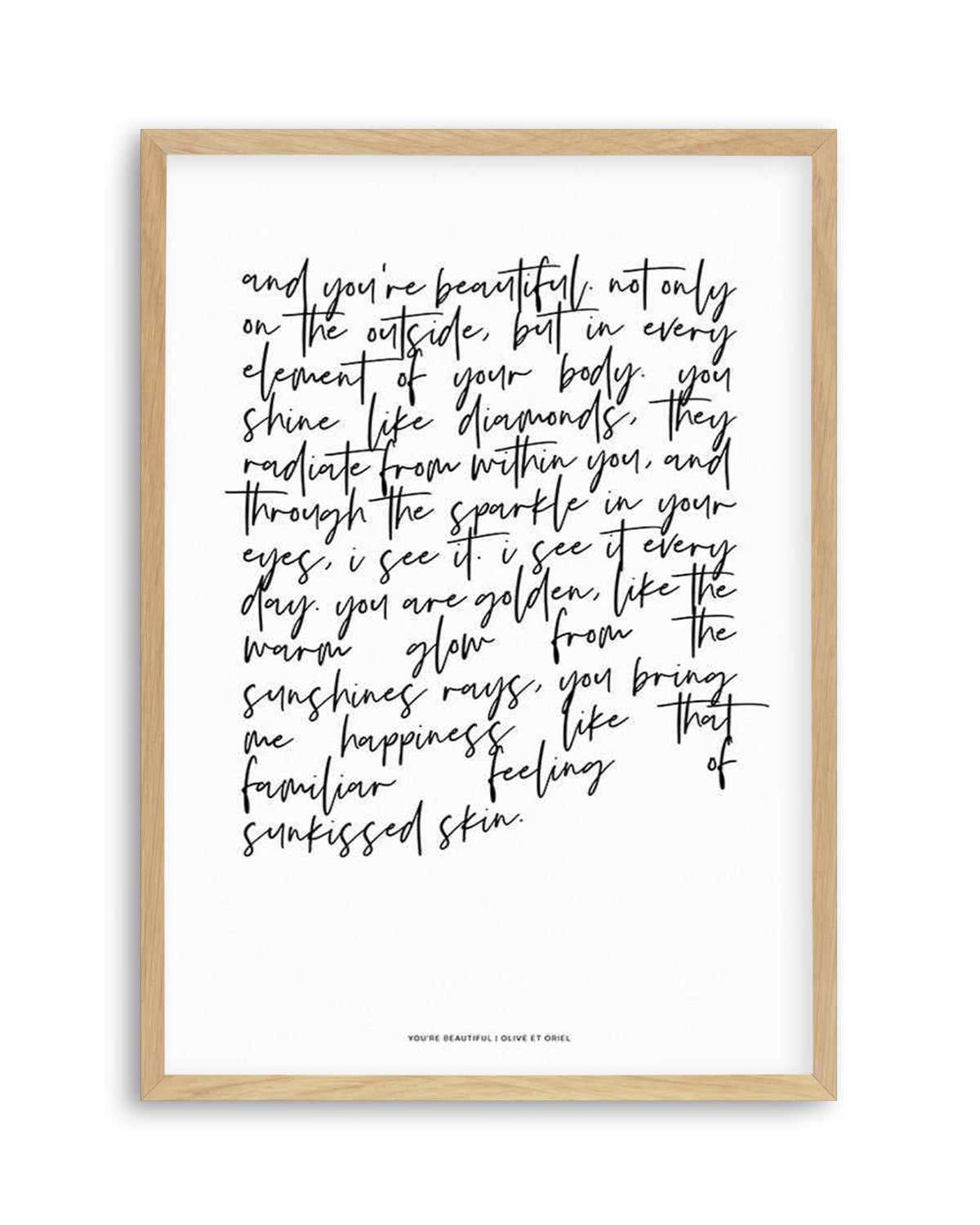 You're Beautiful Poem Art Print