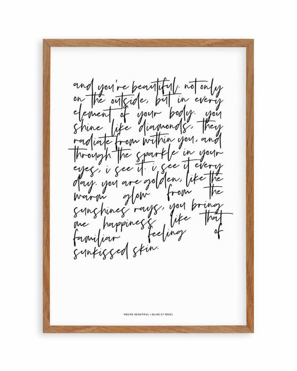 You're Beautiful Poem Art Print