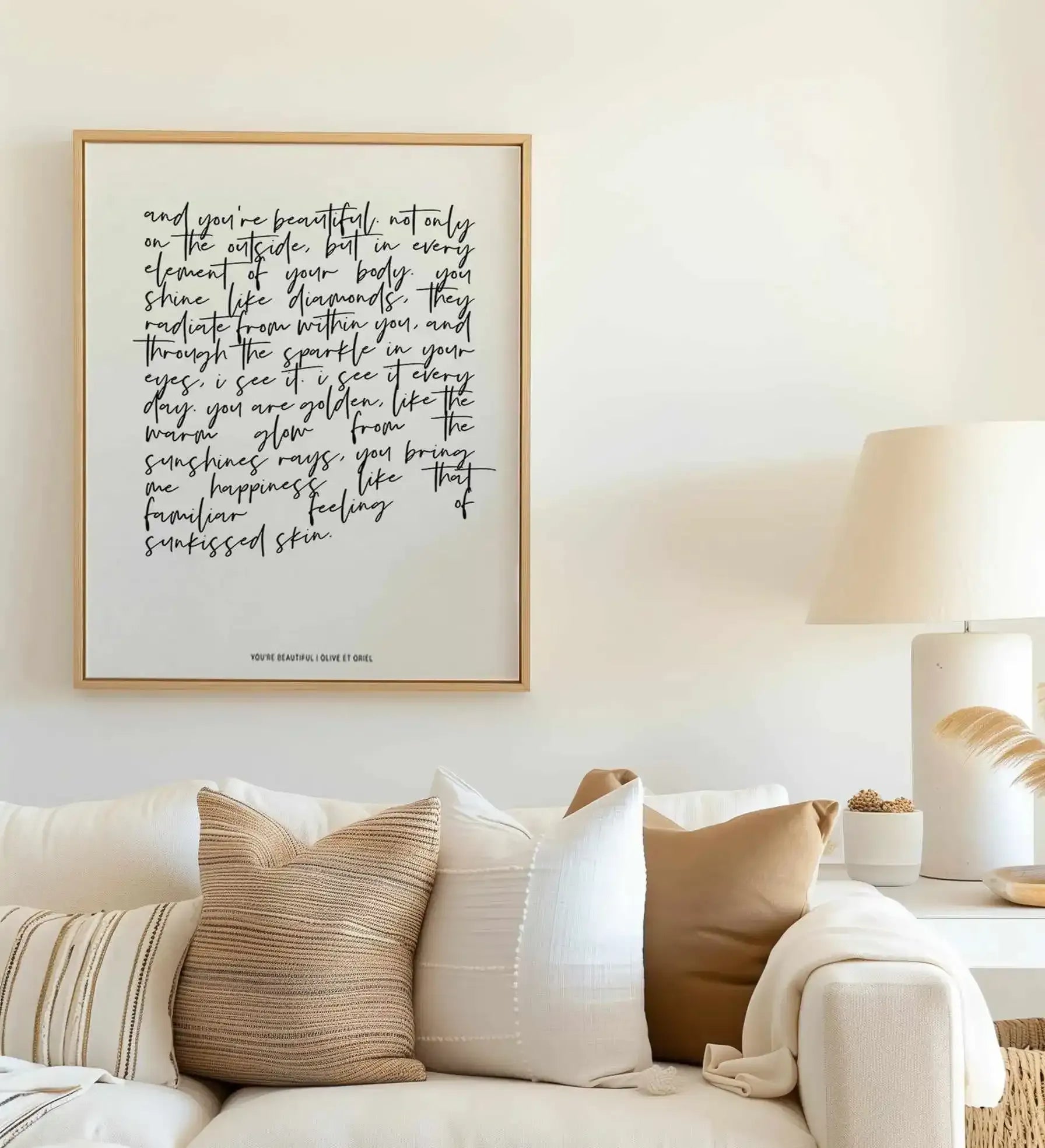 You're Beautiful Poem | Framed Canvas Art Print from Olive et Oriel where you can shop wallpaper and artworks online