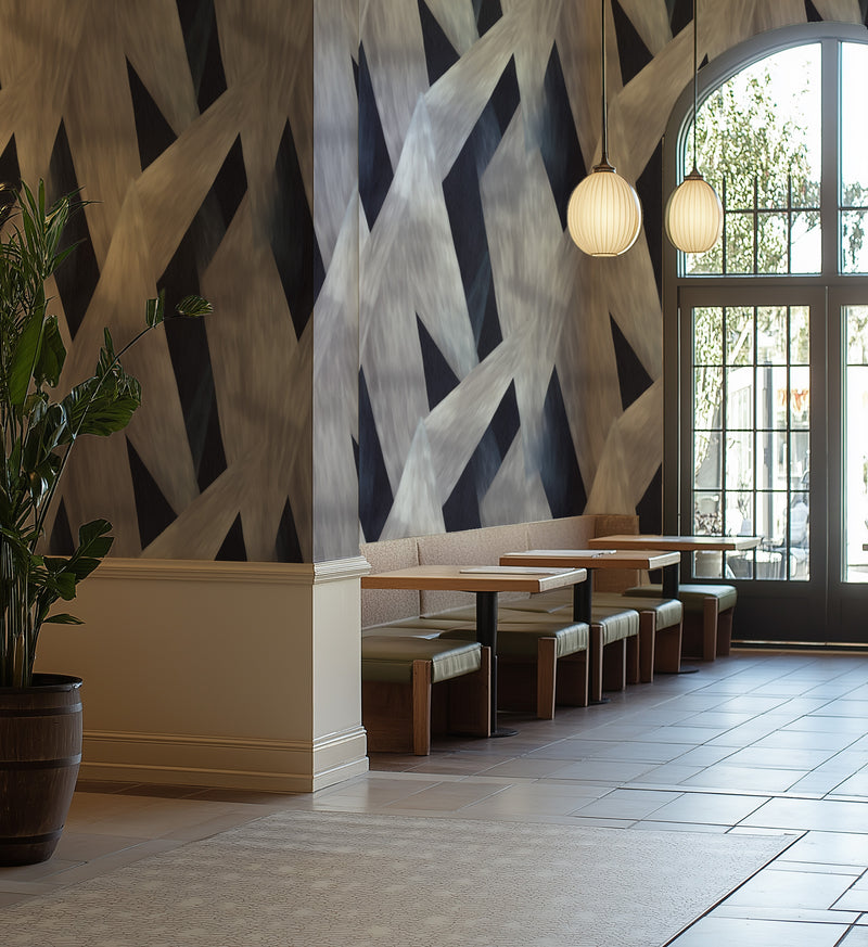 Ziggy Abstract in Navy Blue Commercial Vinyl Wallpaper from Olive et Oriel where you can shop wallpaper and artworks online