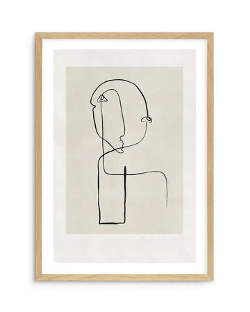 Abstract Face Line Art Art Print-PRINT-Olive et Oriel-Olive et Oriel-A5 | 5.8" x 8.3" | 14.8 x 21cm-Oak-With White Border-Buy-Australian-Art-Prints-Online-with-Olive-et-Oriel-Your-Artwork-Specialists-Austrailia-Decorate-With-Coastal-Photo-Wall-Art-Prints-From-Our-Beach-House-Artwork-Collection-Fine-Poster-and-Framed-Artwork