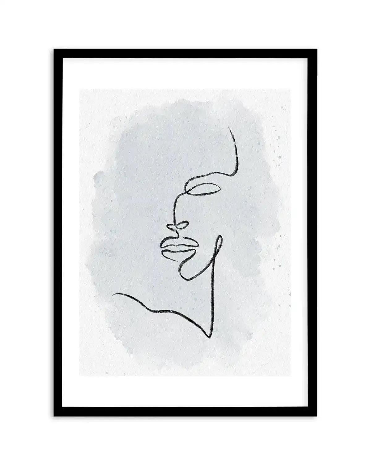 Abstract Face III | Periwinkle Blue Art Print-PRINT-Olive et Oriel-Olive et Oriel-A5 | 5.8" x 8.3" | 14.8 x 21cm-Black-With White Border-Buy-Australian-Art-Prints-Online-with-Olive-et-Oriel-Your-Artwork-Specialists-Austrailia-Decorate-With-Coastal-Photo-Wall-Art-Prints-From-Our-Beach-House-Artwork-Collection-Fine-Poster-and-Framed-Artwork