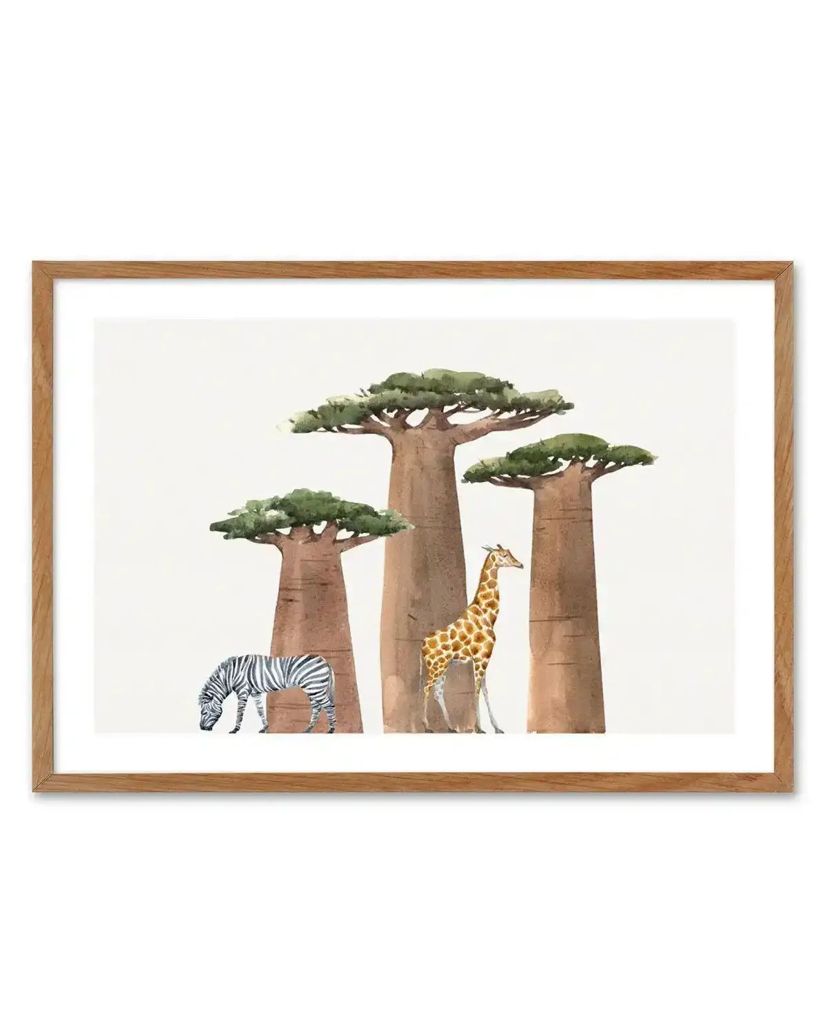 African Landscape | Watercolor Art Print-PRINT-Olive et Oriel-Olive et Oriel-50x70 cm | 19.6" x 27.5"-Walnut-With White Border-Buy-Australian-Art-Prints-Online-with-Olive-et-Oriel-Your-Artwork-Specialists-Austrailia-Decorate-With-Coastal-Photo-Wall-Art-Prints-From-Our-Beach-House-Artwork-Collection-Fine-Poster-and-Framed-Artwork