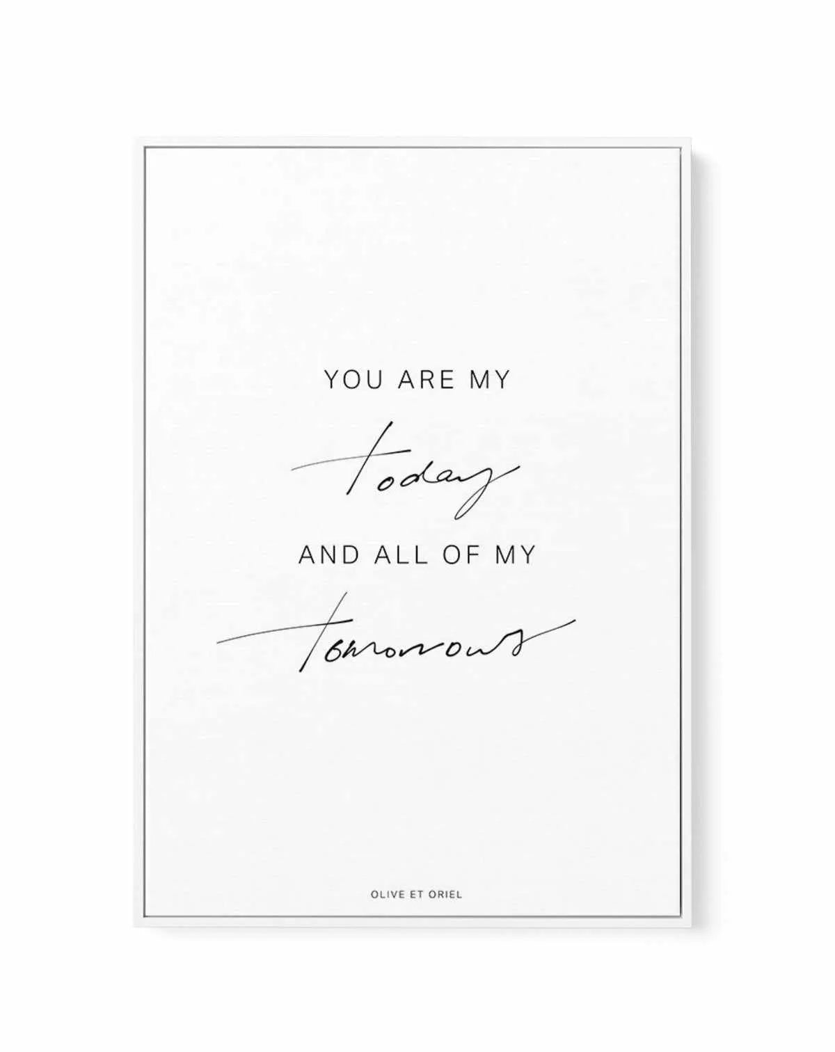 All Of My Tomorrows | Hand scripted | Framed Canvas-CANVAS-You can shop wall art online with Olive et Oriel for everything from abstract art to fun kids wall art. Our beautiful modern art prints and canvas art are available from large canvas prints to wall art paintings and our proudly Australian artwork collection offers only the highest quality framed large wall art and canvas art Australia - You can buy fashion photography prints or Hampton print posters and paintings on canvas from Olive et 