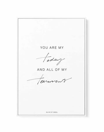 All Of My Tomorrows | Hand scripted | Framed Canvas-CANVAS-You can shop wall art online with Olive et Oriel for everything from abstract art to fun kids wall art. Our beautiful modern art prints and canvas art are available from large canvas prints to wall art paintings and our proudly Australian artwork collection offers only the highest quality framed large wall art and canvas art Australia - You can buy fashion photography prints or Hampton print posters and paintings on canvas from Olive et 