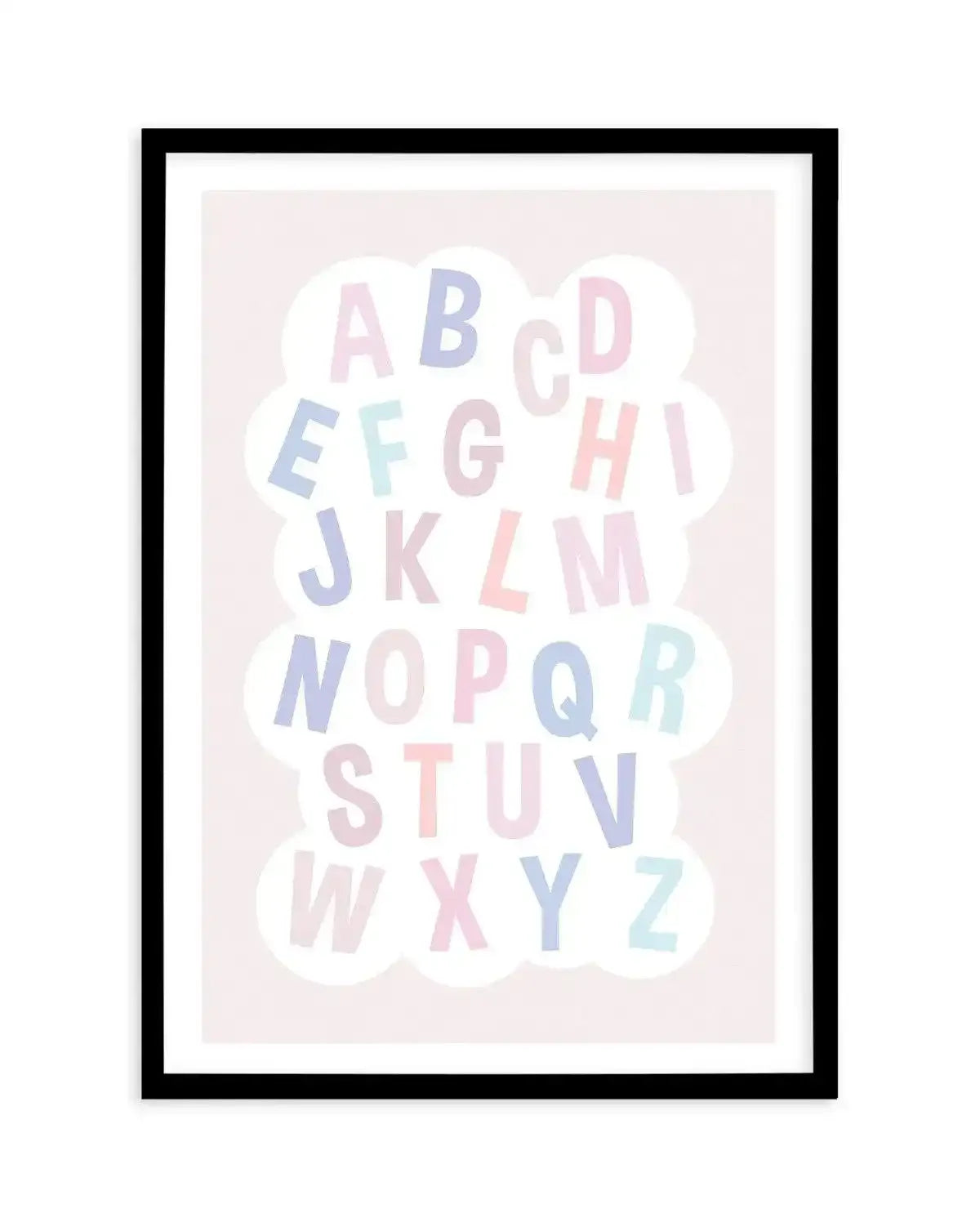 Alphabet Cloud | Pastels Art Print-PRINT-Olive et Oriel-Olive et Oriel-A5 | 5.8" x 8.3" | 14.8 x 21cm-Black-With White Border-Buy-Australian-Art-Prints-Online-with-Olive-et-Oriel-Your-Artwork-Specialists-Austrailia-Decorate-With-Coastal-Photo-Wall-Art-Prints-From-Our-Beach-House-Artwork-Collection-Fine-Poster-and-Framed-Artwork