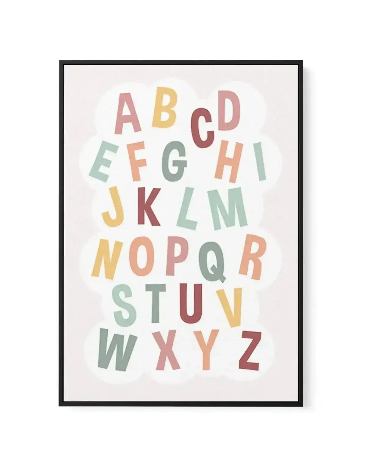 Alphabet Cloud | Soft Pop | Framed Canvas-CANVAS-You can shop wall art online with Olive et Oriel for everything from abstract art to fun kids wall art. Our beautiful modern art prints and canvas art are available from large canvas prints to wall art paintings and our proudly Australian artwork collection offers only the highest quality framed large wall art and canvas art Australia - You can buy fashion photography prints or Hampton print posters and paintings on canvas from Olive et Oriel and 