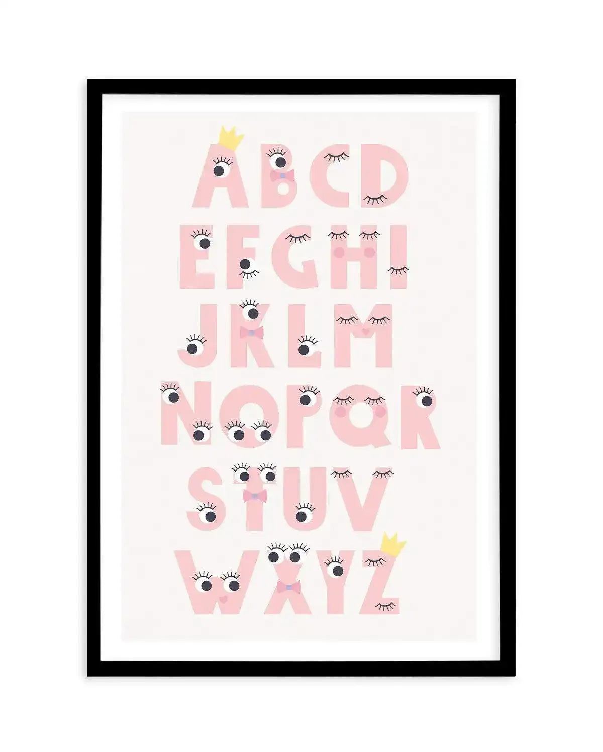 Alphabet Funny Eyes Art Print-PRINT-Olive et Oriel-Olive et Oriel-A5 | 5.8" x 8.3" | 14.8 x 21cm-Black-With White Border-Buy-Australian-Art-Prints-Online-with-Olive-et-Oriel-Your-Artwork-Specialists-Austrailia-Decorate-With-Coastal-Photo-Wall-Art-Prints-From-Our-Beach-House-Artwork-Collection-Fine-Poster-and-Framed-Artwork