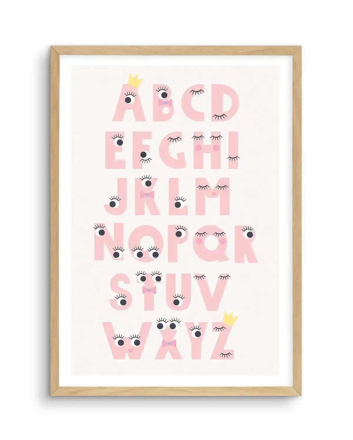 Alphabet Funny Eyes Art Print-PRINT-Olive et Oriel-Olive et Oriel-A5 | 5.8" x 8.3" | 14.8 x 21cm-Oak-With White Border-Buy-Australian-Art-Prints-Online-with-Olive-et-Oriel-Your-Artwork-Specialists-Austrailia-Decorate-With-Coastal-Photo-Wall-Art-Prints-From-Our-Beach-House-Artwork-Collection-Fine-Poster-and-Framed-Artwork