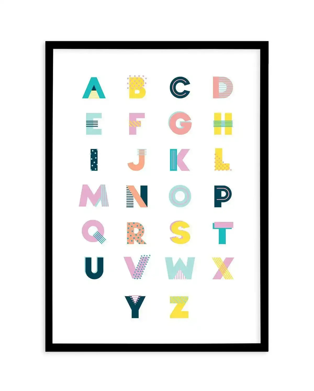 Alphabet | Super Bright Art Print-PRINT-Olive et Oriel-Olive et Oriel-A5 | 5.8" x 8.3" | 14.8 x 21cm-Black-With White Border-Buy-Australian-Art-Prints-Online-with-Olive-et-Oriel-Your-Artwork-Specialists-Austrailia-Decorate-With-Coastal-Photo-Wall-Art-Prints-From-Our-Beach-House-Artwork-Collection-Fine-Poster-and-Framed-Artwork
