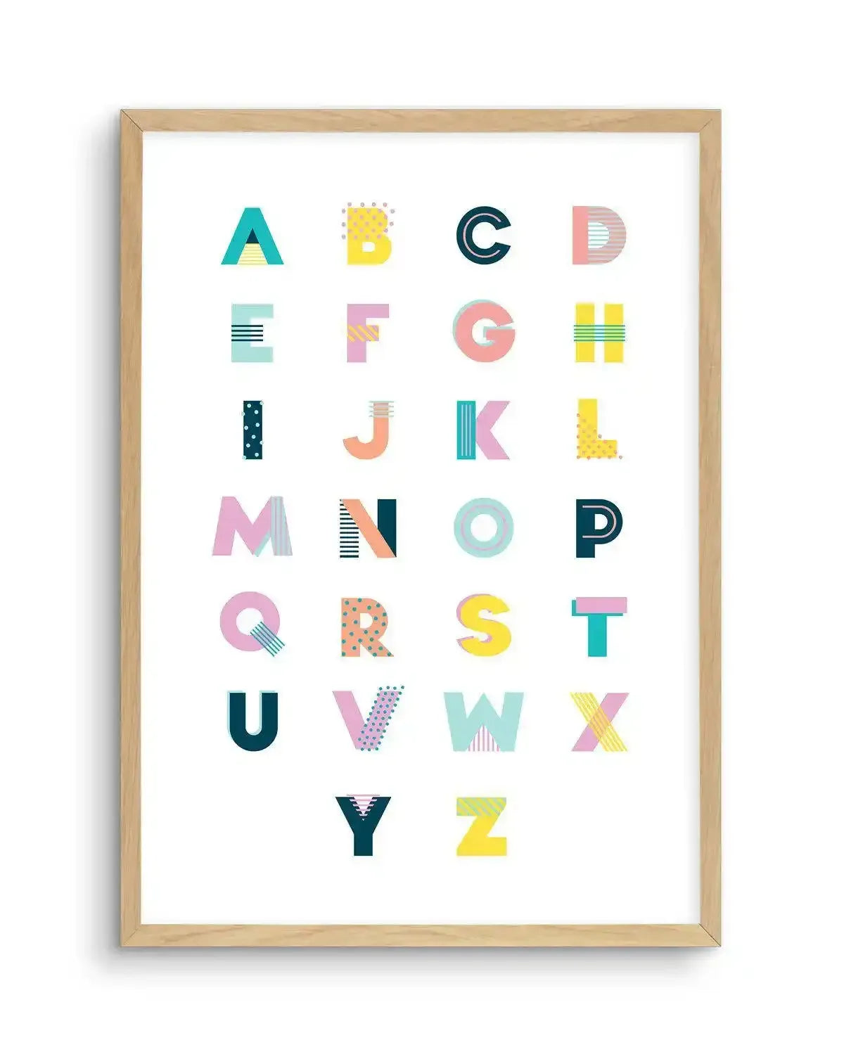 Alphabet | Super Bright Art Print-PRINT-Olive et Oriel-Olive et Oriel-A5 | 5.8" x 8.3" | 14.8 x 21cm-Oak-With White Border-Buy-Australian-Art-Prints-Online-with-Olive-et-Oriel-Your-Artwork-Specialists-Austrailia-Decorate-With-Coastal-Photo-Wall-Art-Prints-From-Our-Beach-House-Artwork-Collection-Fine-Poster-and-Framed-Artwork