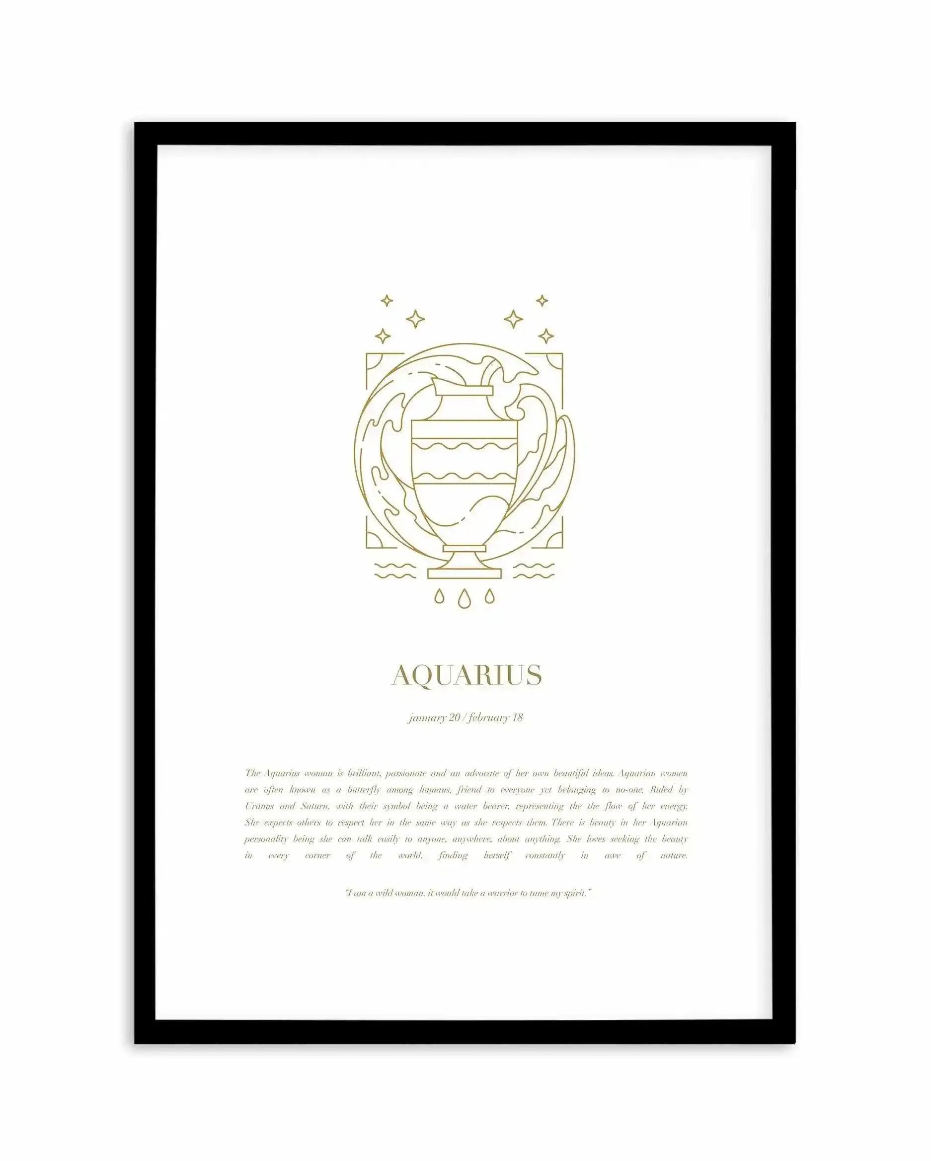 Aquarius | Celestial Zodiac Art Print-PRINT-Olive et Oriel-Olive et Oriel-A4 | 8.3" x 11.7" | 21 x 29.7cm-Black-With White Border-Buy-Australian-Art-Prints-Online-with-Olive-et-Oriel-Your-Artwork-Specialists-Austrailia-Decorate-With-Coastal-Photo-Wall-Art-Prints-From-Our-Beach-House-Artwork-Collection-Fine-Poster-and-Framed-Artwork