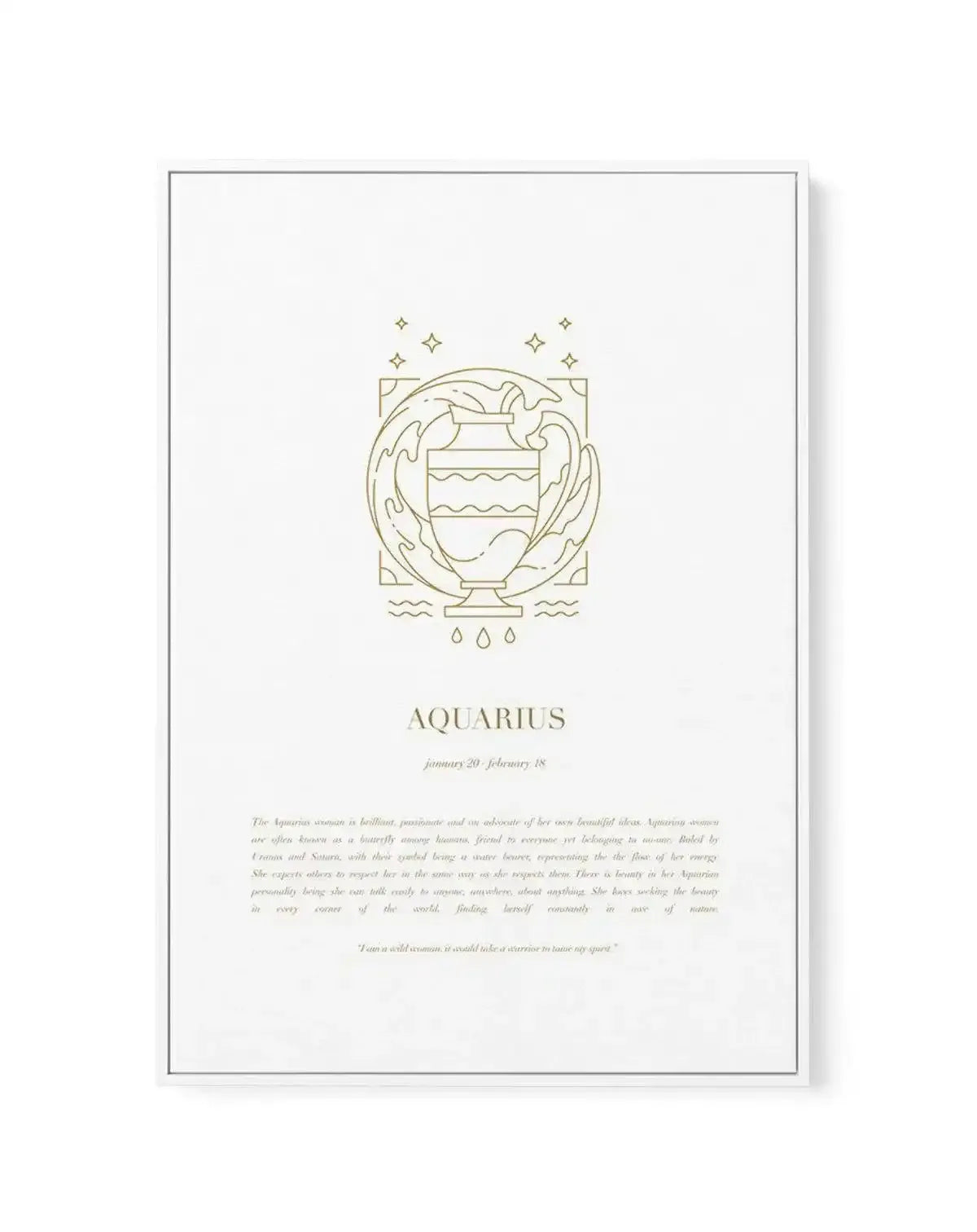 Aquarius | Celestial Zodiac | Framed Canvas-CANVAS-You can shop wall art online with Olive et Oriel for everything from abstract art to fun kids wall art. Our beautiful modern art prints and canvas art are available from large canvas prints to wall art paintings and our proudly Australian artwork collection offers only the highest quality framed large wall art and canvas art Australia - You can buy fashion photography prints or Hampton print posters and paintings on canvas from Olive et Oriel an