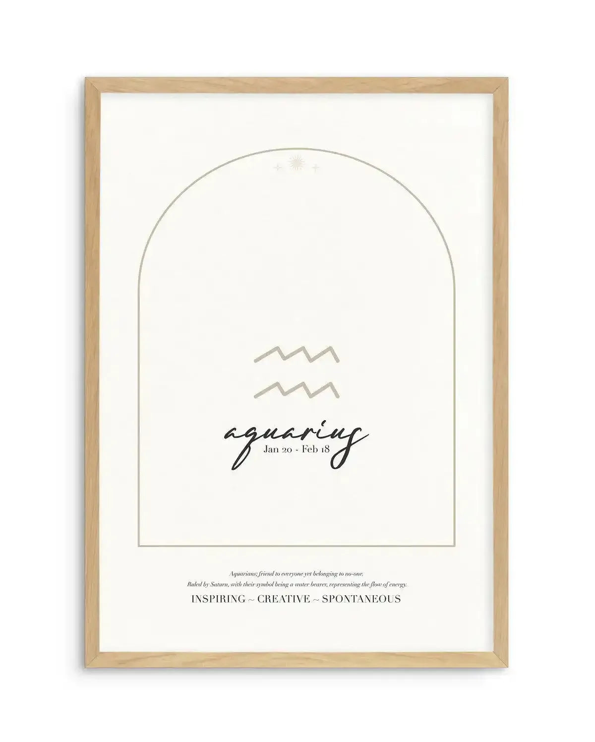 Aquarius Star Sign Art Print-PRINT-Olive et Oriel-Olive et Oriel-A4 | 8.3" x 11.7" | 21 x 29.7cm-Oak-With White Border-Buy-Australian-Art-Prints-Online-with-Olive-et-Oriel-Your-Artwork-Specialists-Austrailia-Decorate-With-Coastal-Photo-Wall-Art-Prints-From-Our-Beach-House-Artwork-Collection-Fine-Poster-and-Framed-Artwork