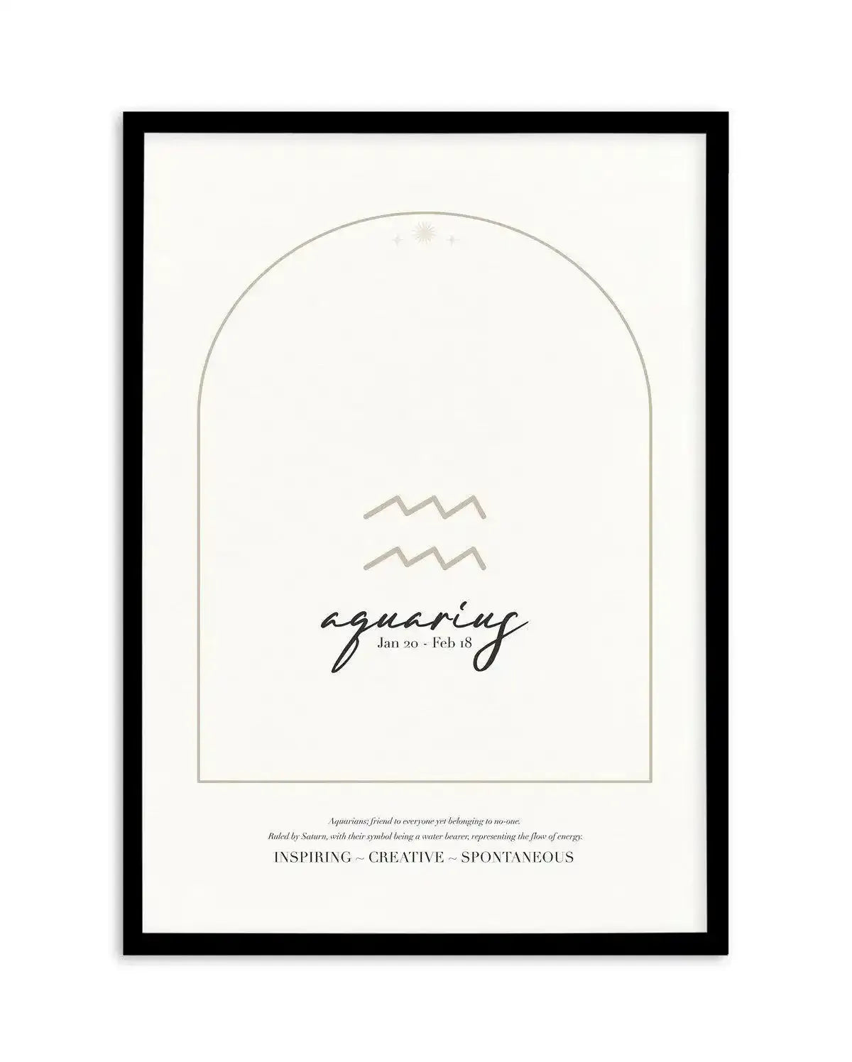 Aquarius Star Sign Art Print-PRINT-Olive et Oriel-Olive et Oriel-A4 | 8.3" x 11.7" | 21 x 29.7cm-Black-With White Border-Buy-Australian-Art-Prints-Online-with-Olive-et-Oriel-Your-Artwork-Specialists-Austrailia-Decorate-With-Coastal-Photo-Wall-Art-Prints-From-Our-Beach-House-Artwork-Collection-Fine-Poster-and-Framed-Artwork