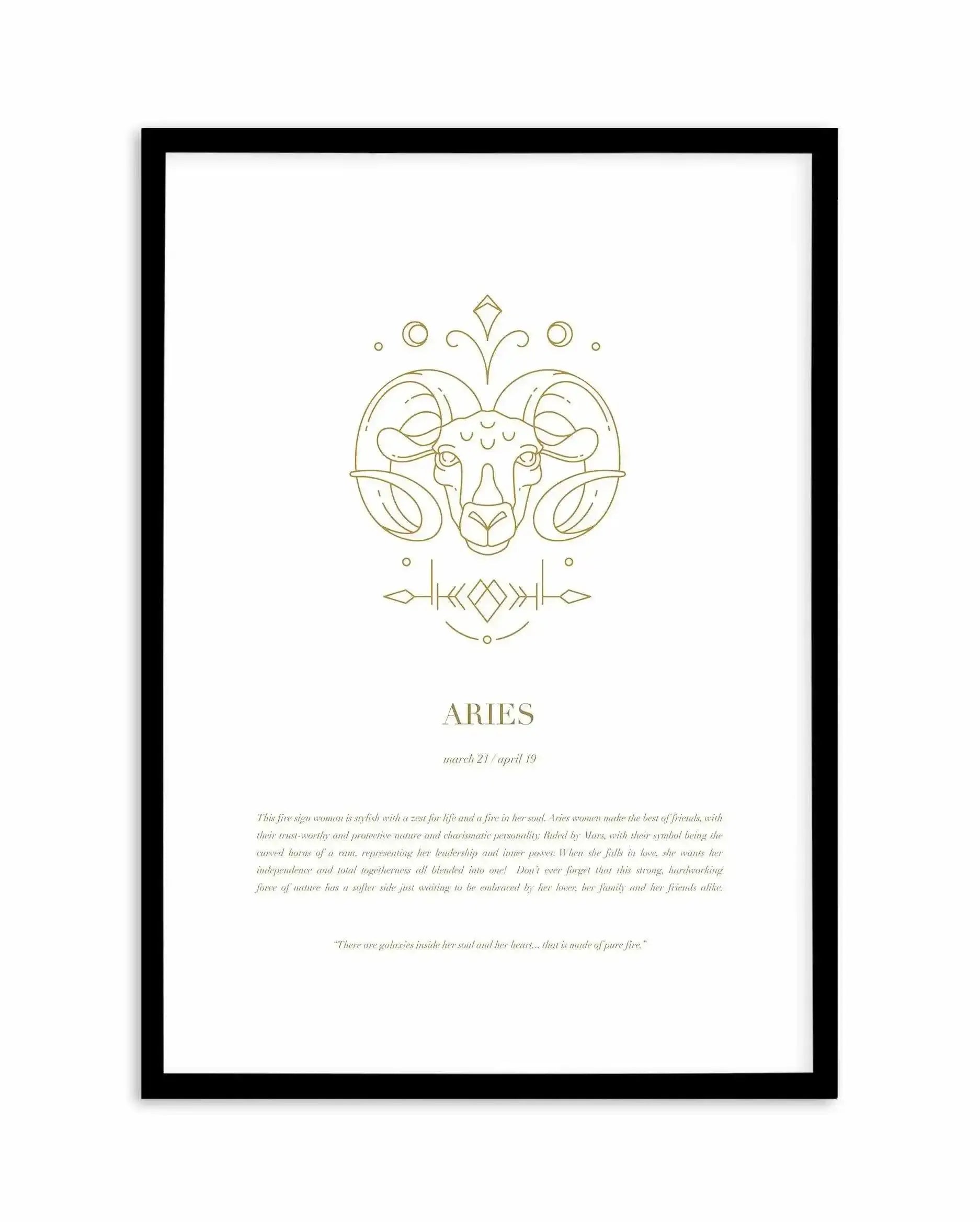 Aries | Celestial Zodiac Art Print-PRINT-Olive et Oriel-Olive et Oriel-A4 | 8.3" x 11.7" | 21 x 29.7cm-Black-With White Border-Buy-Australian-Art-Prints-Online-with-Olive-et-Oriel-Your-Artwork-Specialists-Austrailia-Decorate-With-Coastal-Photo-Wall-Art-Prints-From-Our-Beach-House-Artwork-Collection-Fine-Poster-and-Framed-Artwork