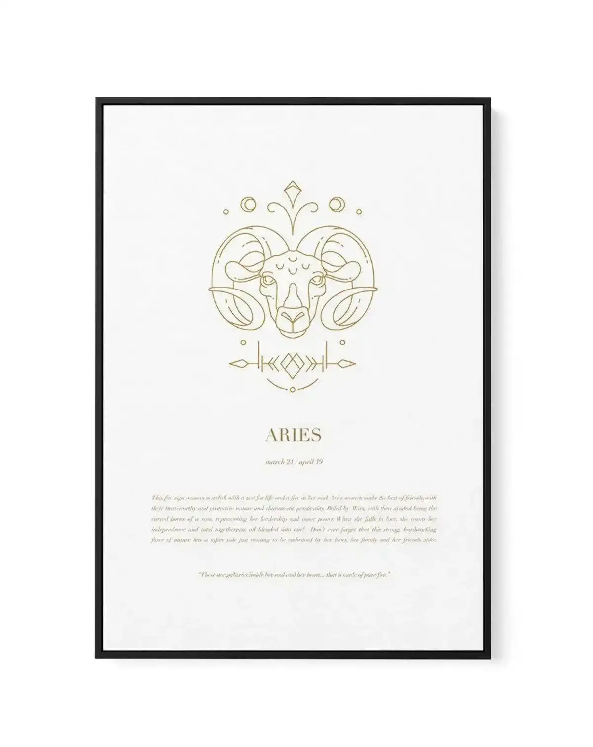 Aries | Celestial Zodiac | Framed Canvas-CANVAS-You can shop wall art online with Olive et Oriel for everything from abstract art to fun kids wall art. Our beautiful modern art prints and canvas art are available from large canvas prints to wall art paintings and our proudly Australian artwork collection offers only the highest quality framed large wall art and canvas art Australia - You can buy fashion photography prints or Hampton print posters and paintings on canvas from Olive et Oriel and h