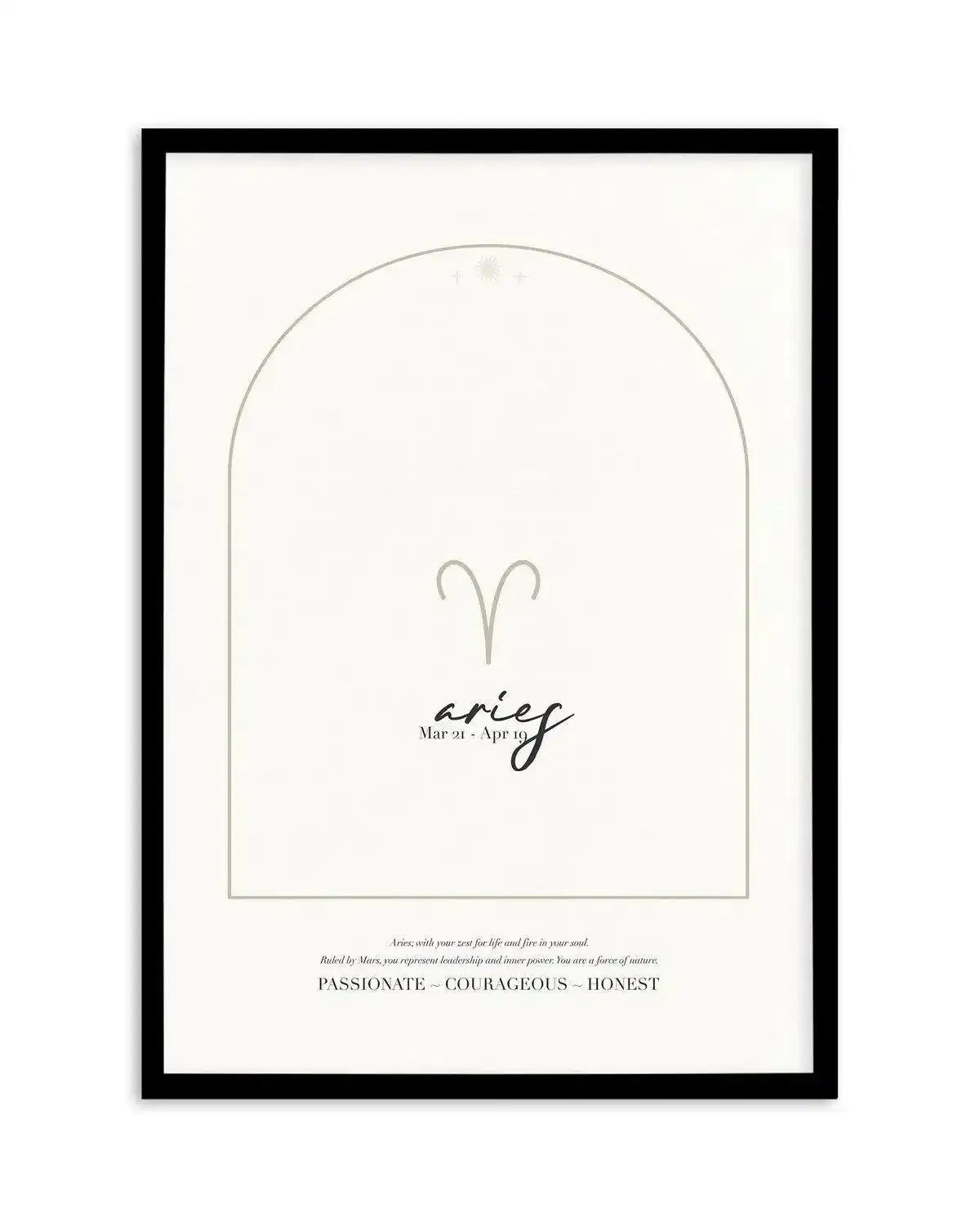 Aries Star Sign Art Print-PRINT-Olive et Oriel-Olive et Oriel-A4 | 8.3" x 11.7" | 21 x 29.7cm-Black-With White Border-Buy-Australian-Art-Prints-Online-with-Olive-et-Oriel-Your-Artwork-Specialists-Austrailia-Decorate-With-Coastal-Photo-Wall-Art-Prints-From-Our-Beach-House-Artwork-Collection-Fine-Poster-and-Framed-Artwork
