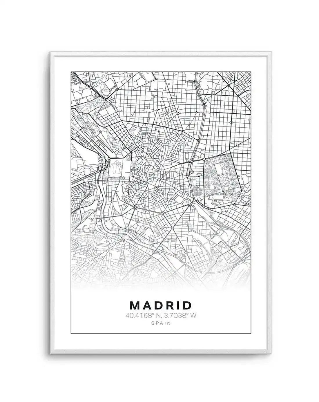 Line Art Map Of Madrid Art Print-PRINT-Olive et Oriel-Olive et Oriel-A5 | 5.8" x 8.3" | 14.8 x 21cm-Unframed Art Print-With White Border-Buy-Australian-Art-Prints-Online-with-Olive-et-Oriel-Your-Artwork-Specialists-Austrailia-Decorate-With-Coastal-Photo-Wall-Art-Prints-From-Our-Beach-House-Artwork-Collection-Fine-Poster-and-Framed-Artwork