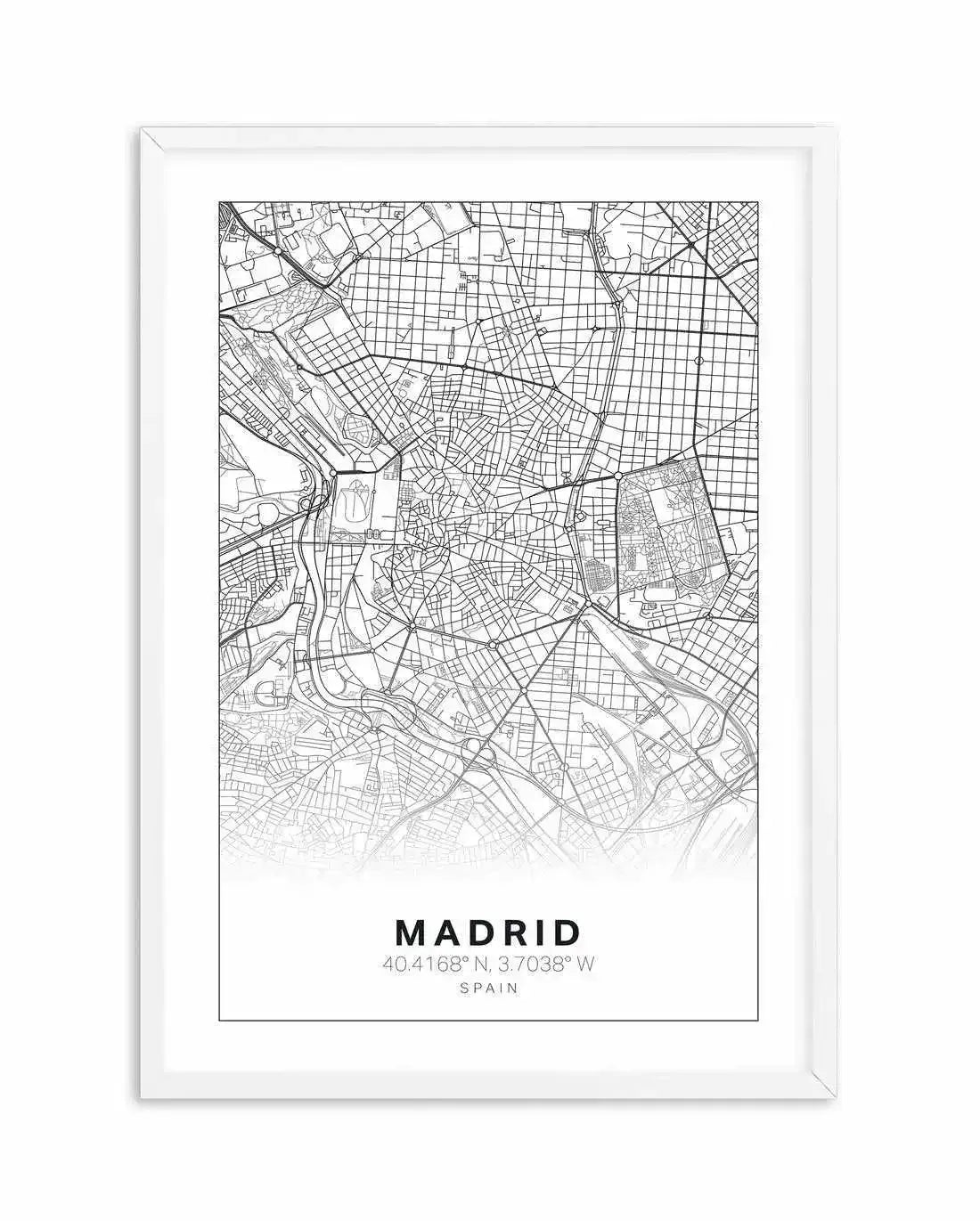 Line Art Map Of Madrid Art Print-PRINT-Olive et Oriel-Olive et Oriel-A5 | 5.8" x 8.3" | 14.8 x 21cm-White-With White Border-Buy-Australian-Art-Prints-Online-with-Olive-et-Oriel-Your-Artwork-Specialists-Austrailia-Decorate-With-Coastal-Photo-Wall-Art-Prints-From-Our-Beach-House-Artwork-Collection-Fine-Poster-and-Framed-Artwork