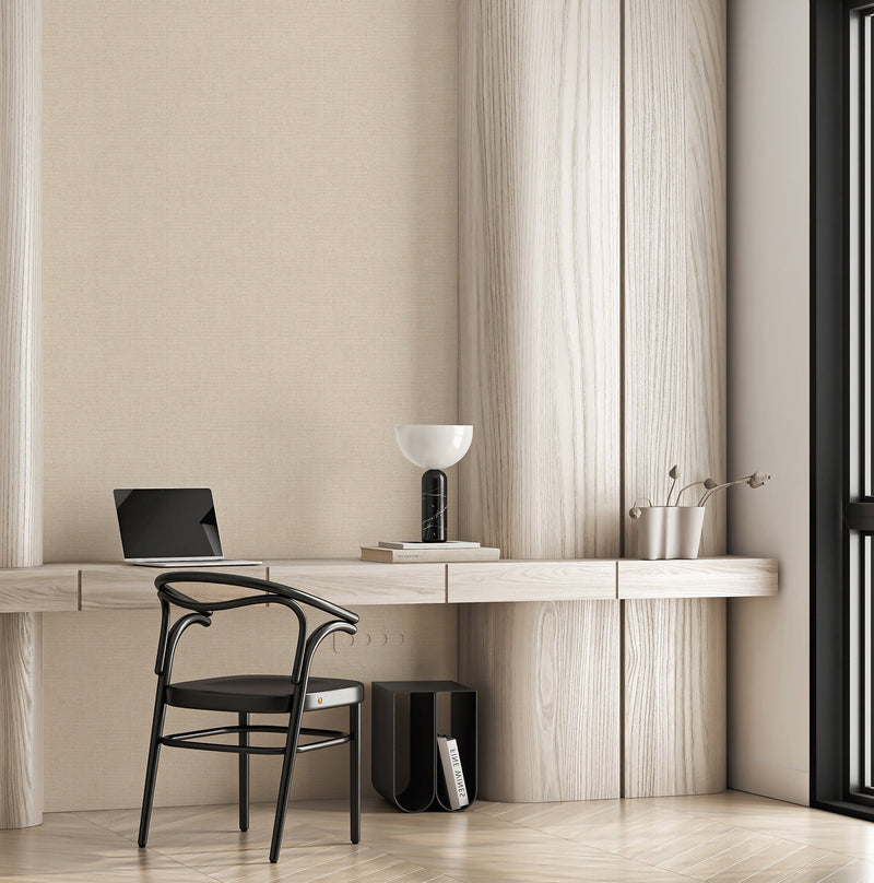 Ashsa in Beige Commercial Vinyl Wallcovering-Commercial Wallcoverings-Olive et Oriel-Luxury commercial-grade embossed and textured vinyl wallcovering durable fire-rated washable stain-resistant and customizable perfect for hotels offices retail childcare healthcare and hospital spaces vinyl wallpaper