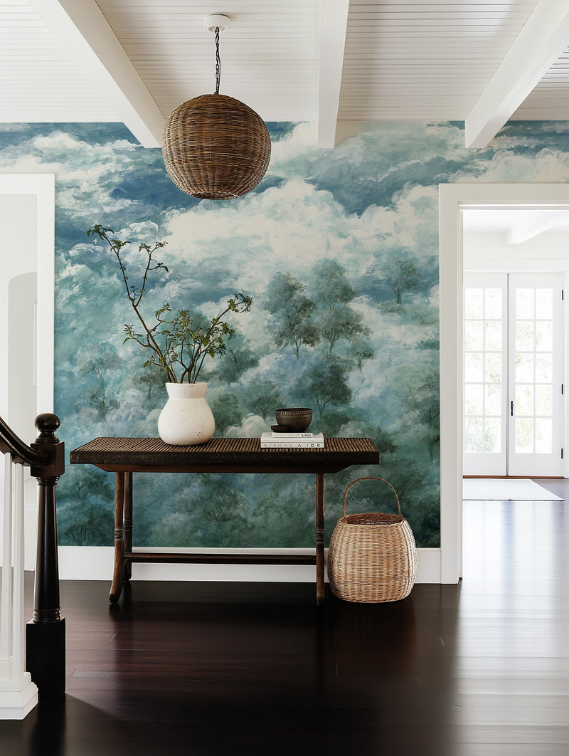 Aspen Sky Panoramic Painted Mural Wallpaper from Olive et Oriel where you can shop wallpaper and artworks online