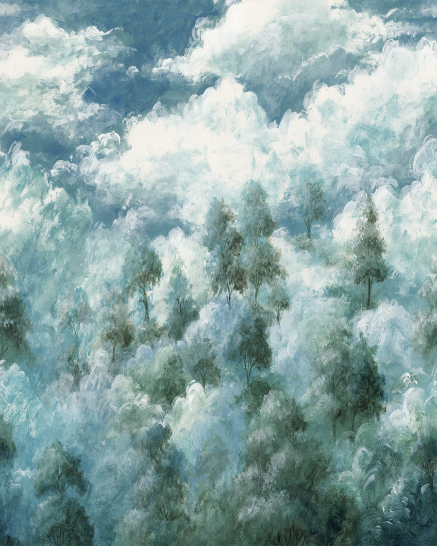 Aspen Sky Panoramic Painted Mural Wallpaper from Olive et Oriel where you can shop wallpaper and artworks online