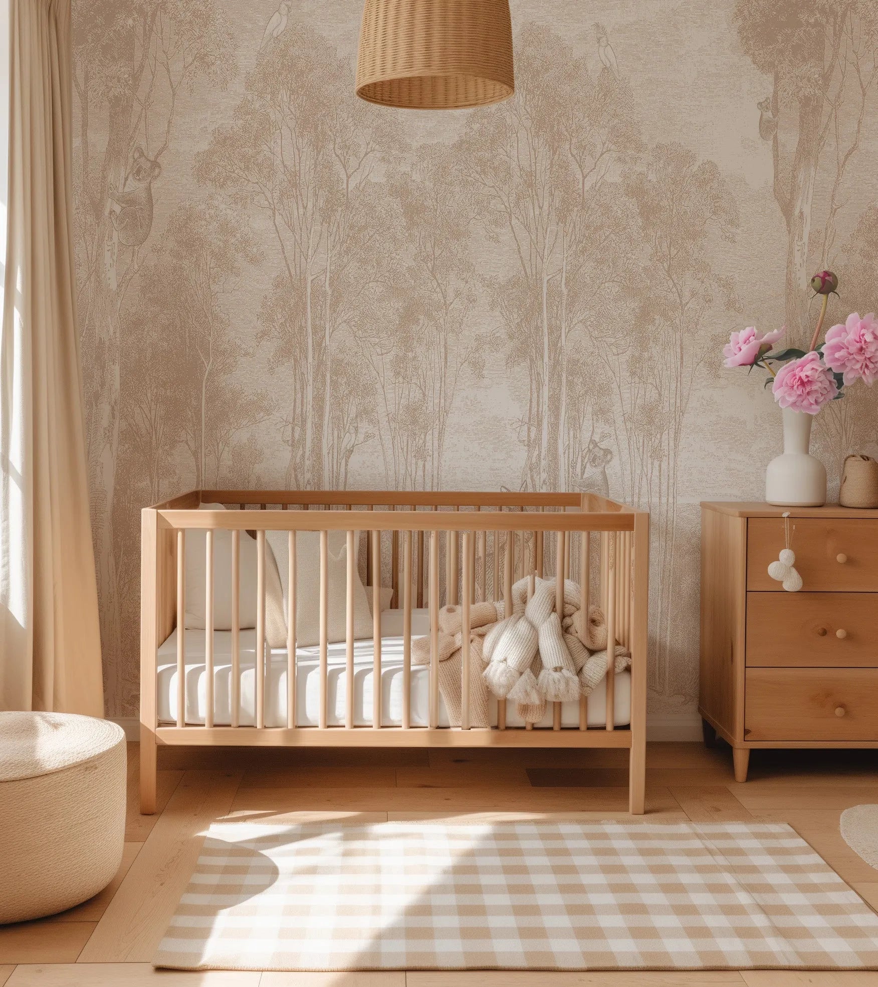 Australian Bush Animals Wallpaper Mural in Bark from Olive et Oriel where you can shop wallpaper and artworks online