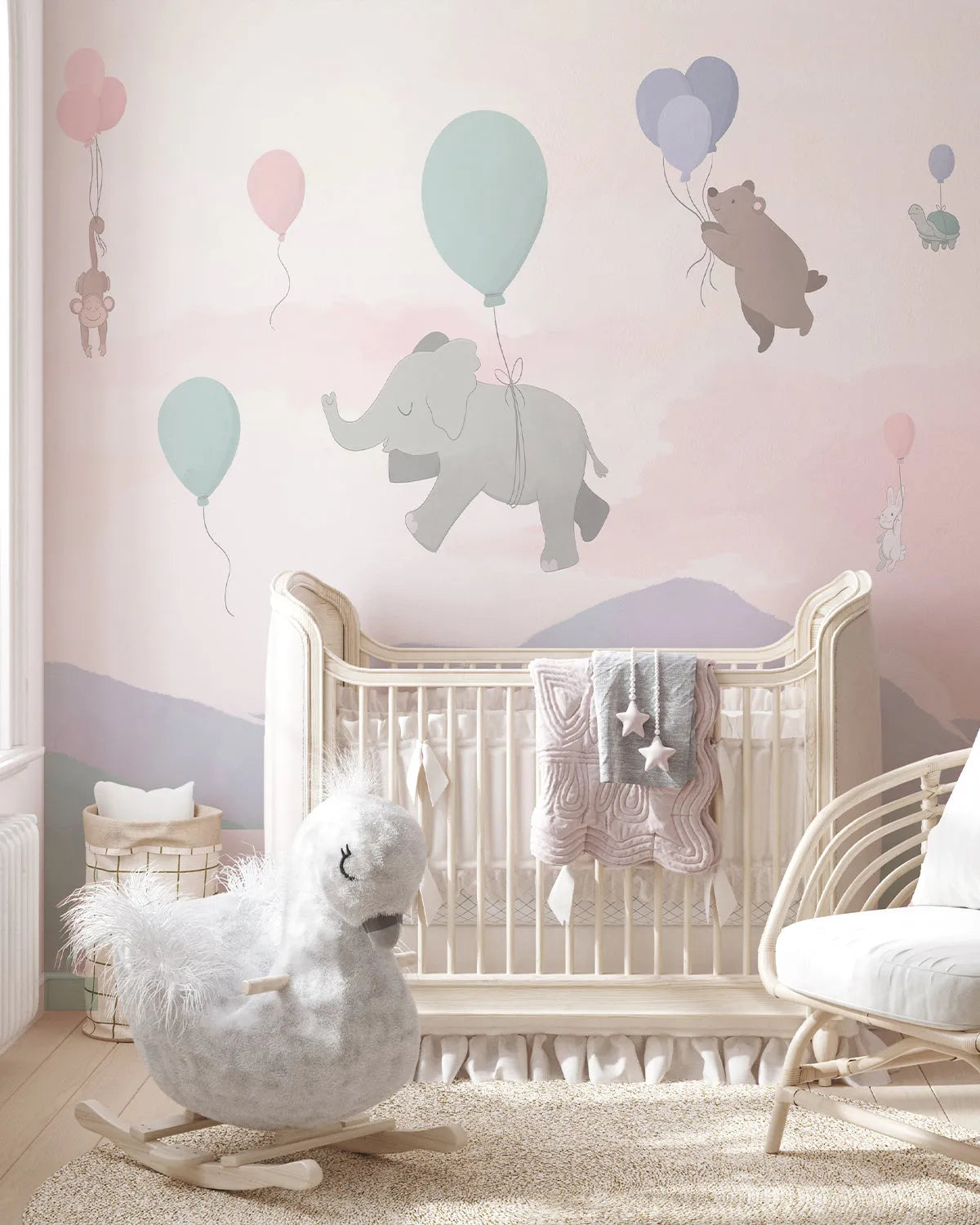 Animal Balloon Parade Wallpaper Mural from Olive et Oriel where you can shop wallpaper and artworks online